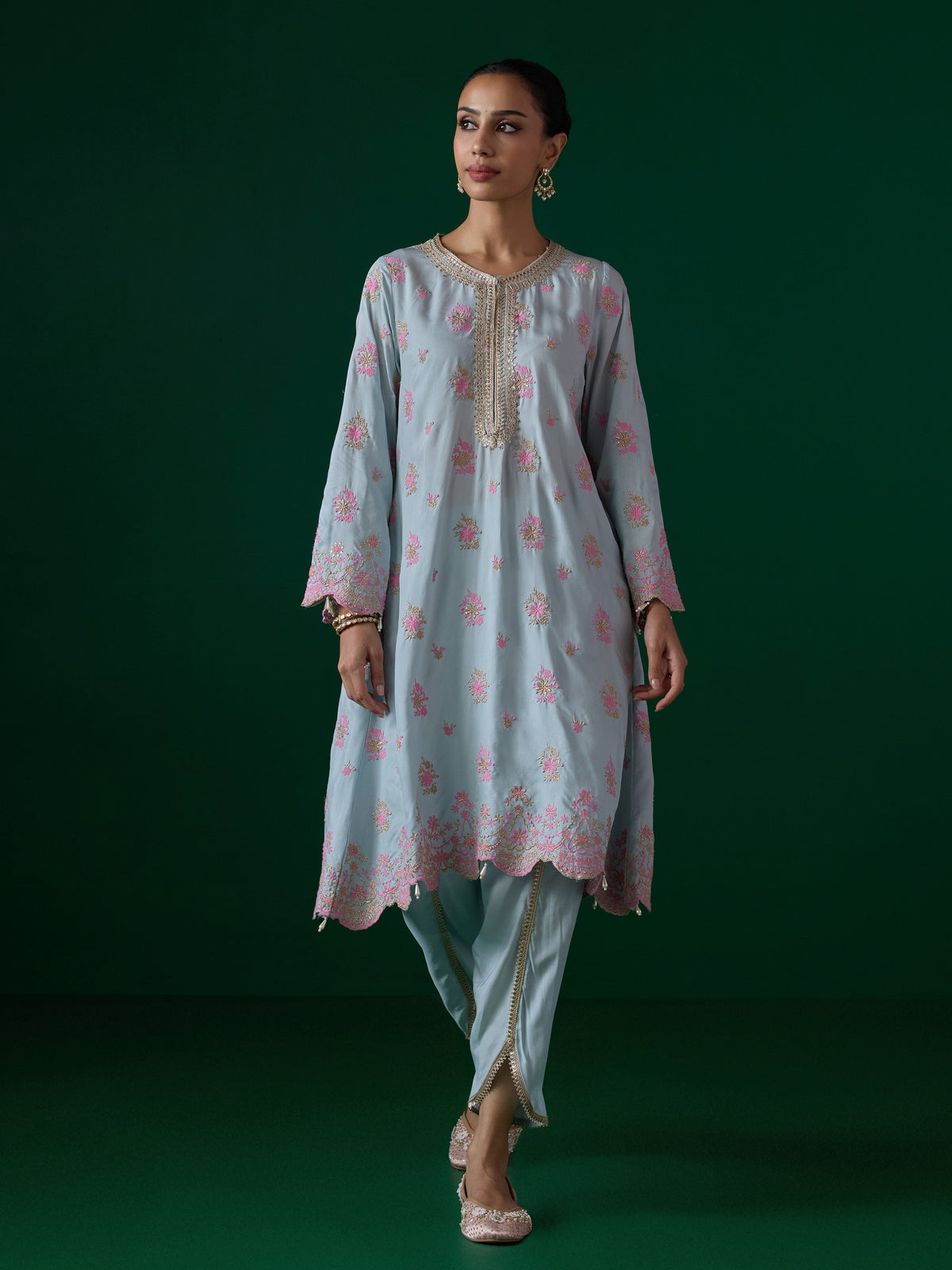Kangna Lawn Blue Kurta Set