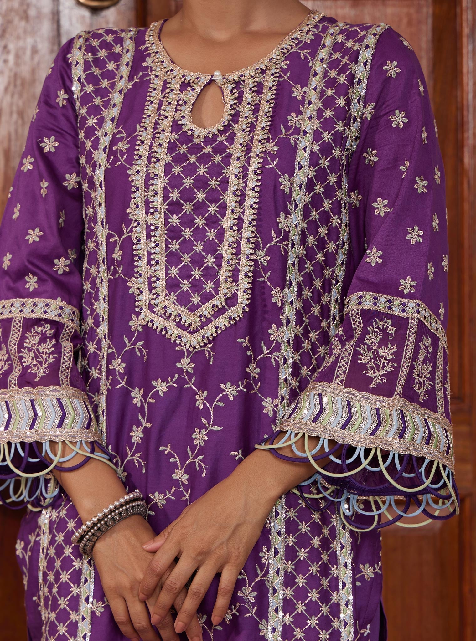 Briti Pima Purple Kurta Set