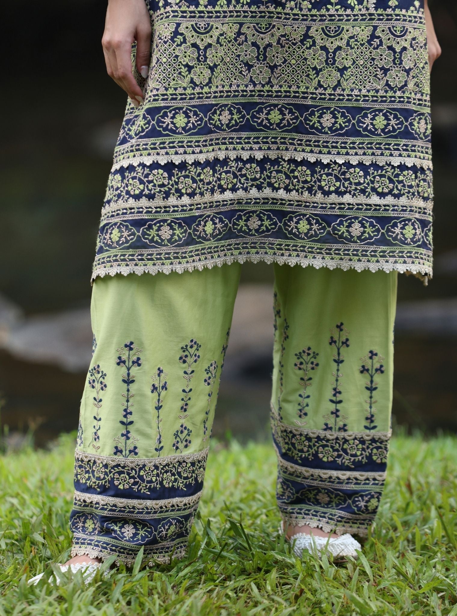 Kali Organza Navy Kurta Set