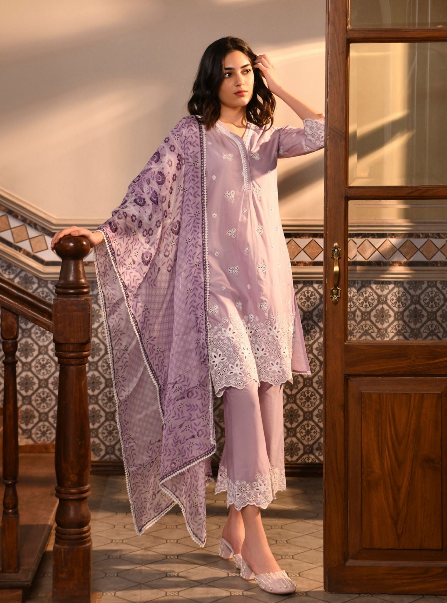 Effat Supima Cotton Lilac Kurta Set