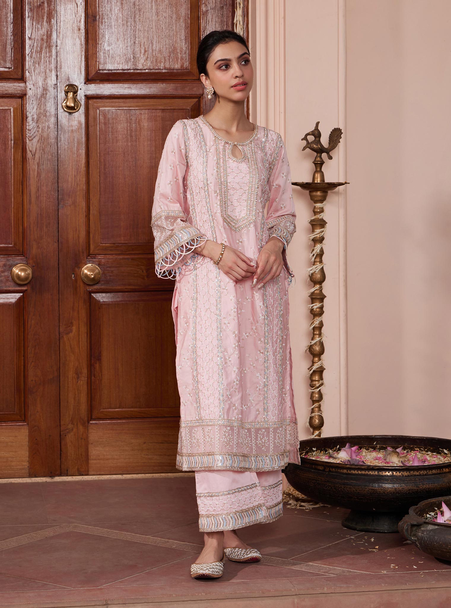 Briti Pima Pink Kurta Set