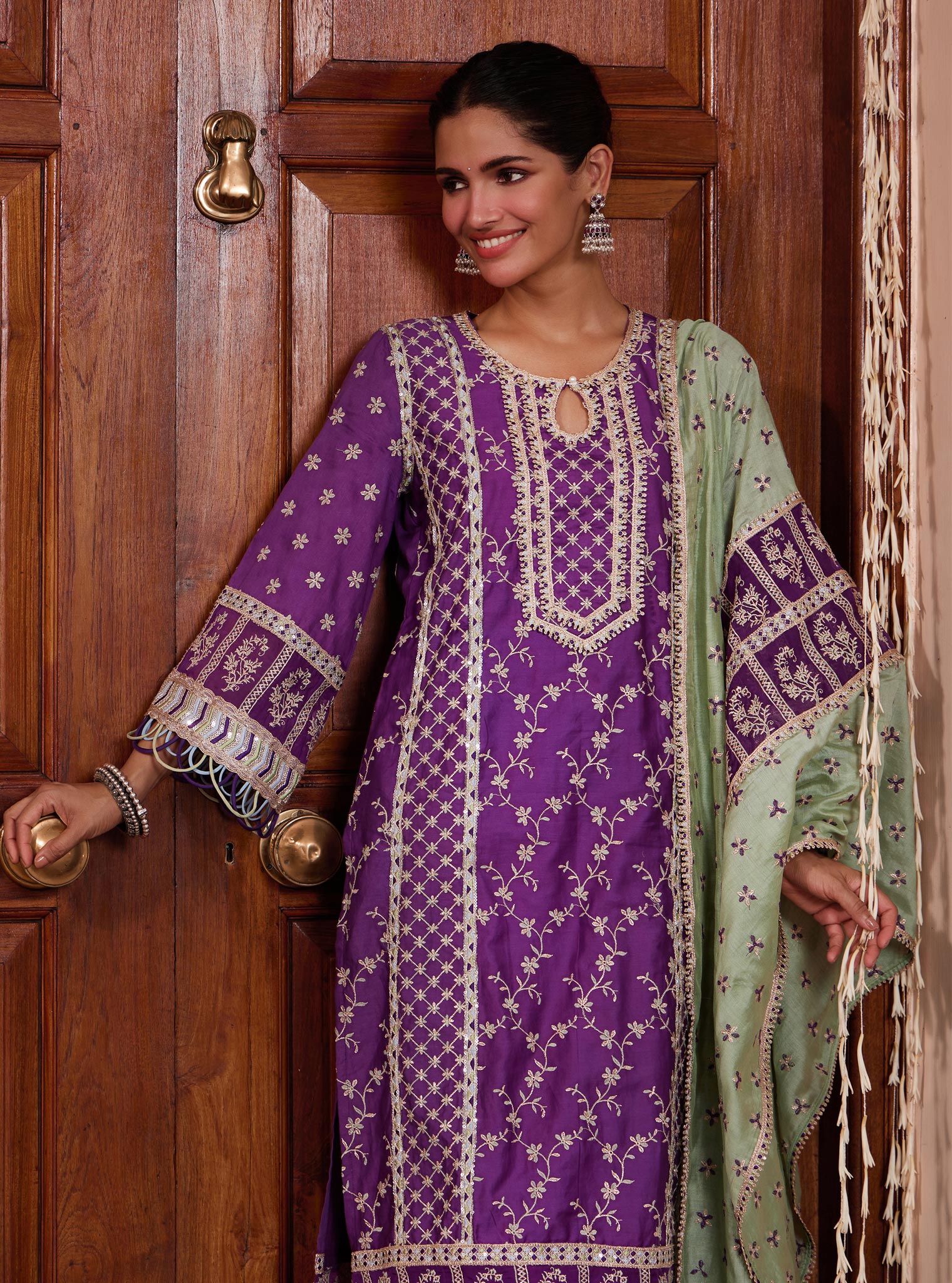 Briti Pima Purple Kurta Set