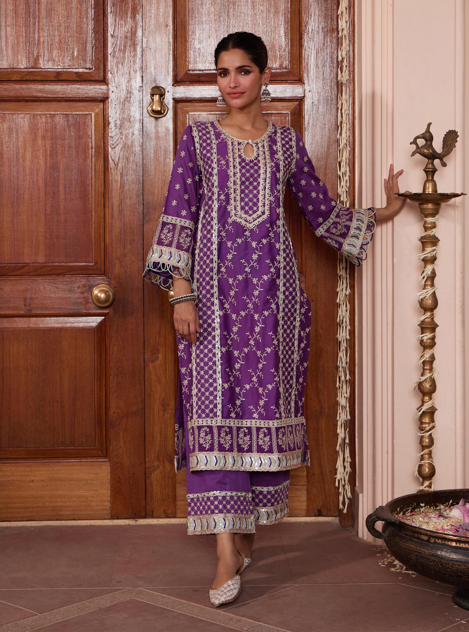 Briti Pima Purple Kurta Set