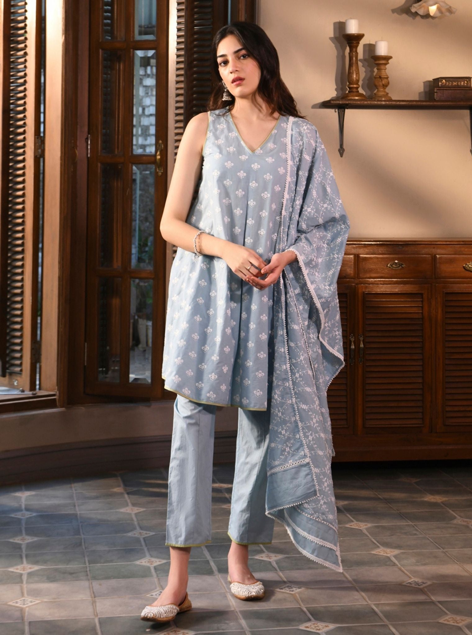 Deeba Supima Cotton Light Blue Kurta Set