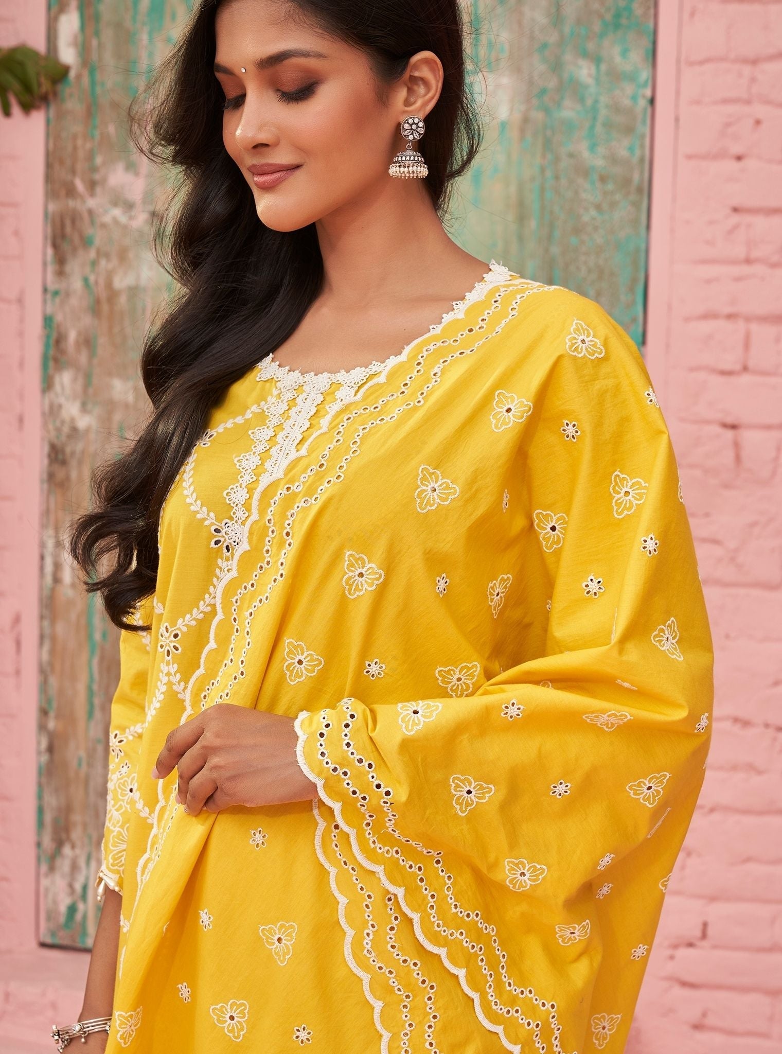 Aashay Supima Cotton Yellow Kurta Set