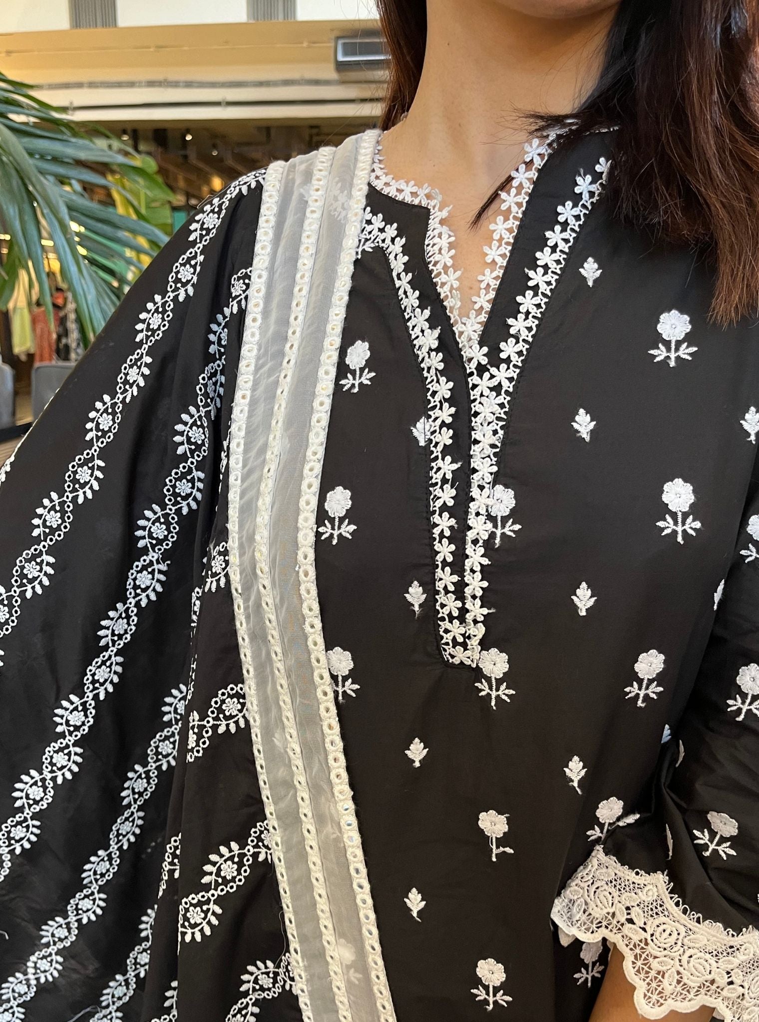 Reine Supima Cotton Black Kurta with Palazzo Set