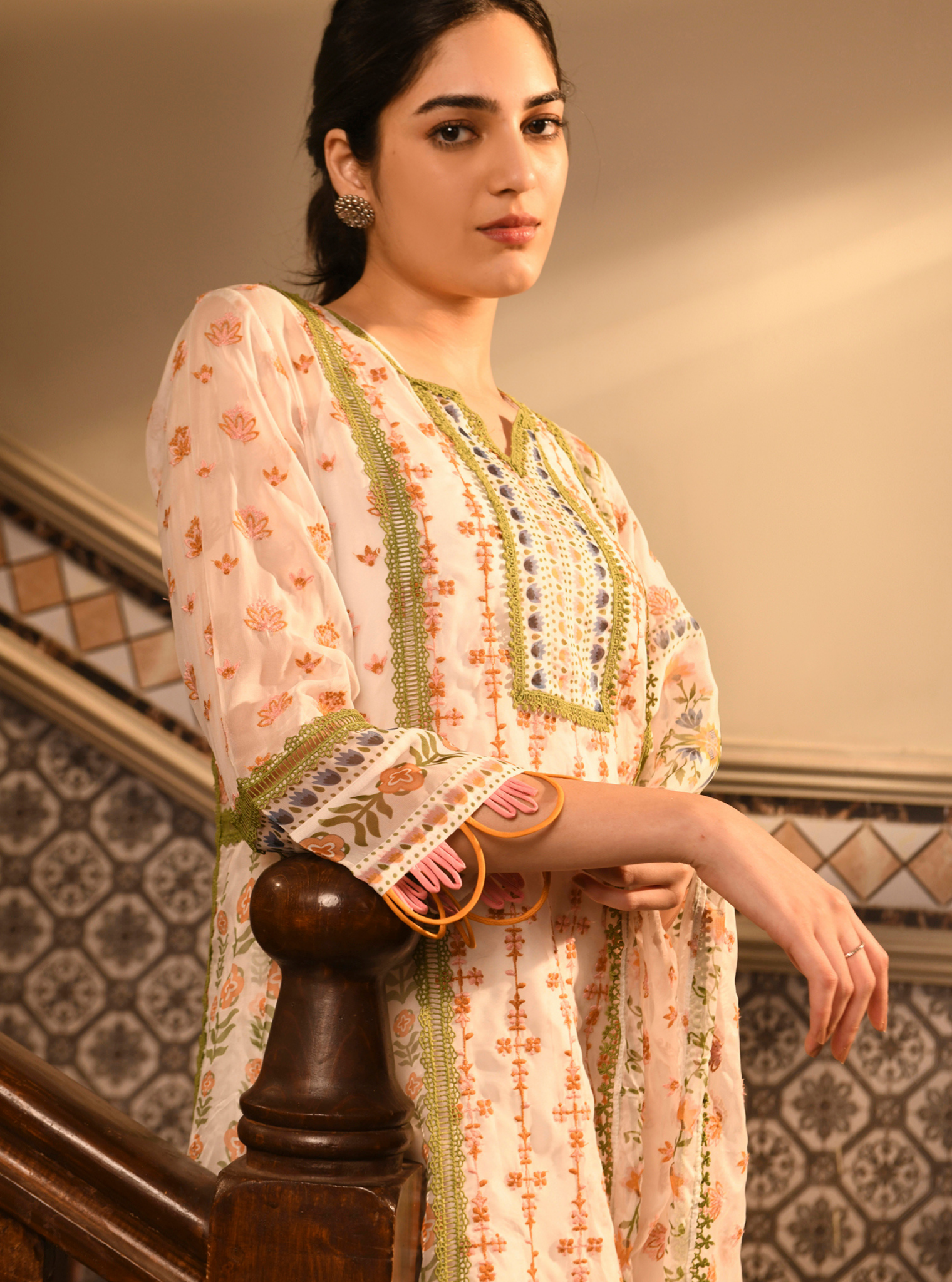 Padmini Organza White Kurta Set