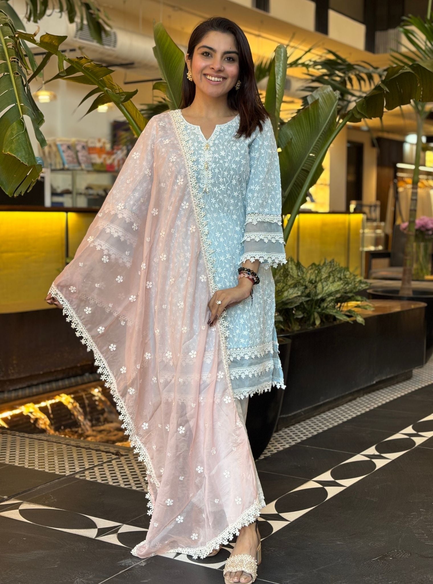Rosine Supima Cotton Light Blue Kurta Set