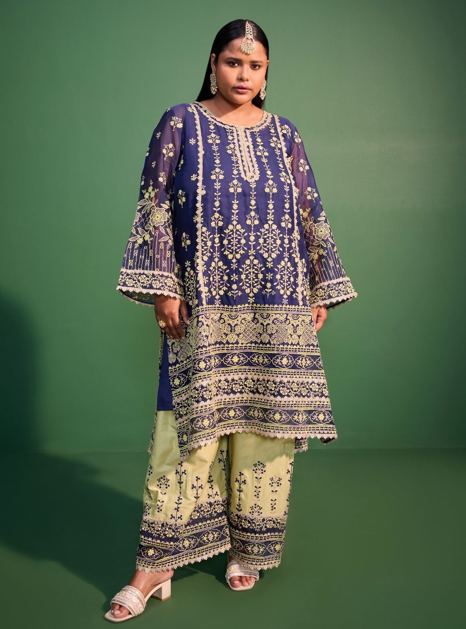 Kali Organza Navy Kurta Set