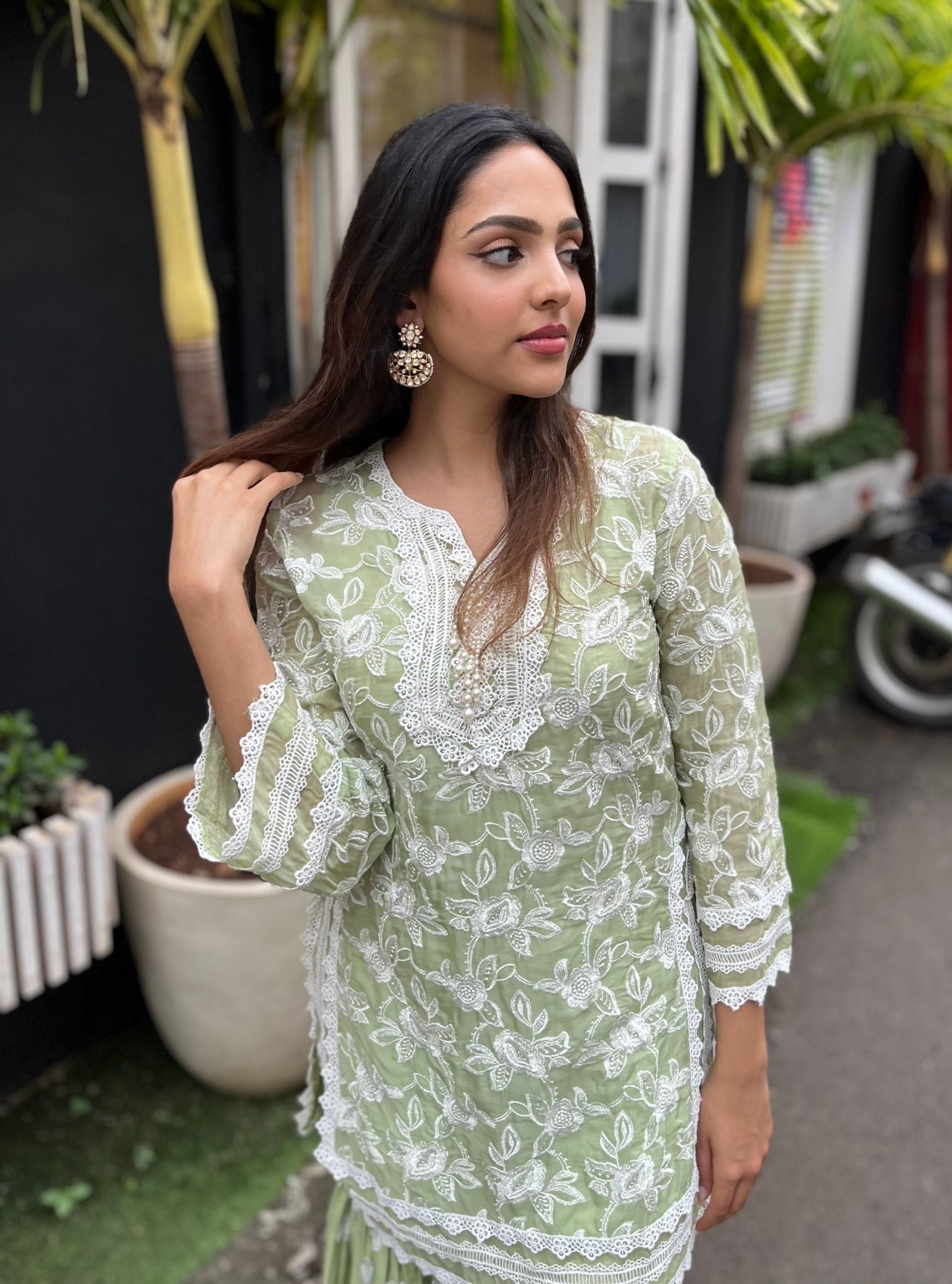 Lyella Supima Cotton Green Kurta with Garara Set