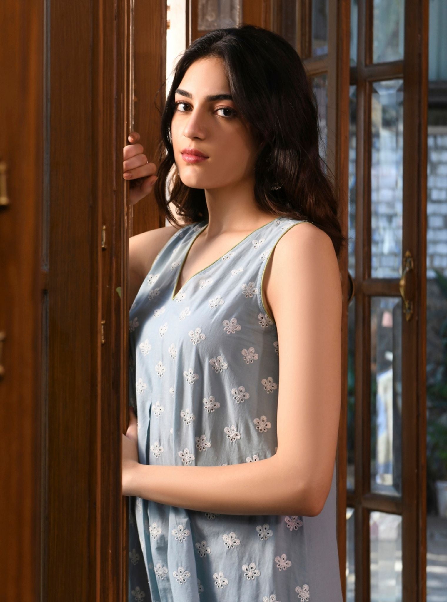 Deeba Supima Cotton Light Blue Kurta Set