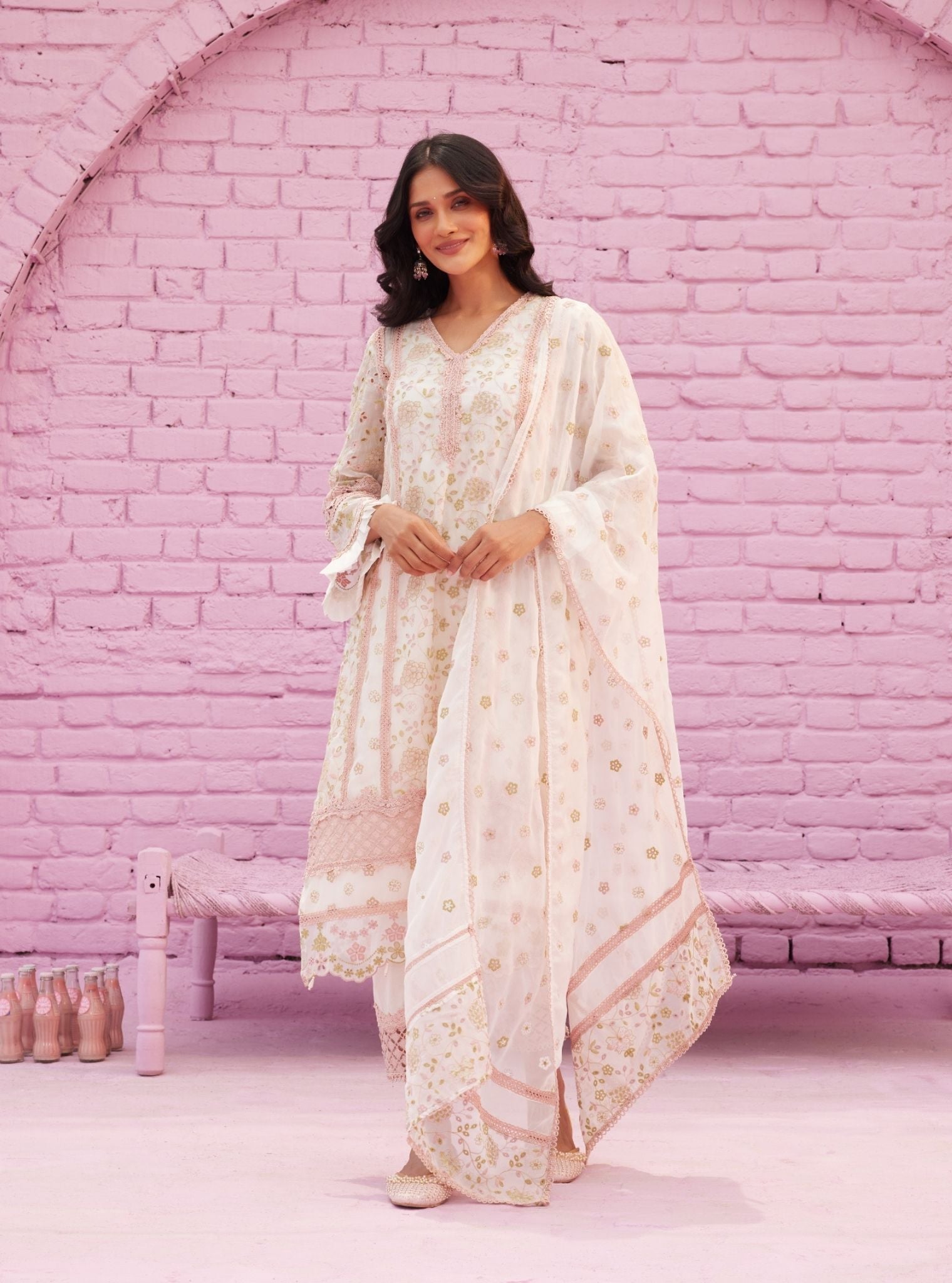 Venus Organza Off White Kurta Set