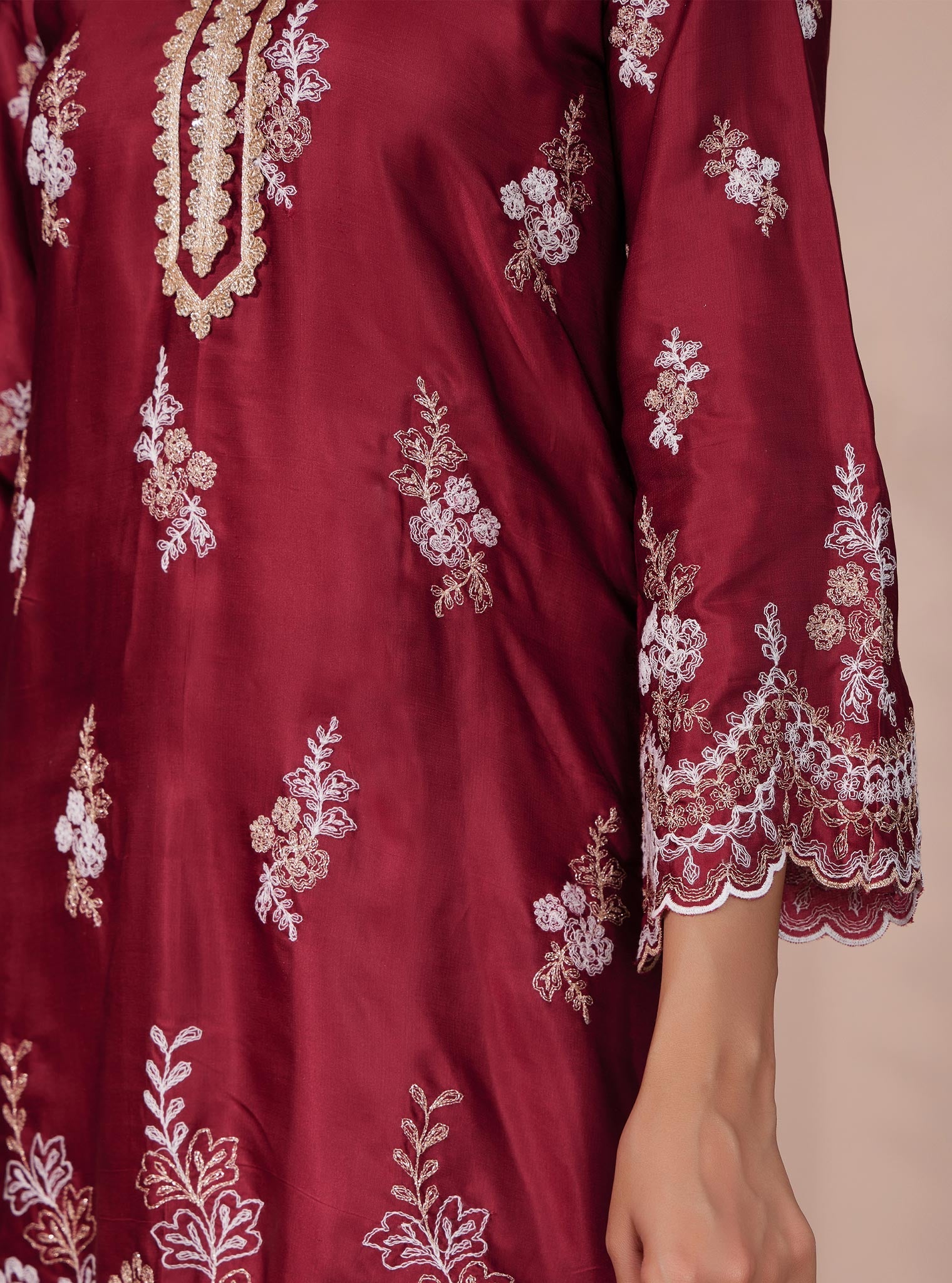 Siya Cupro Wine Kurta Set