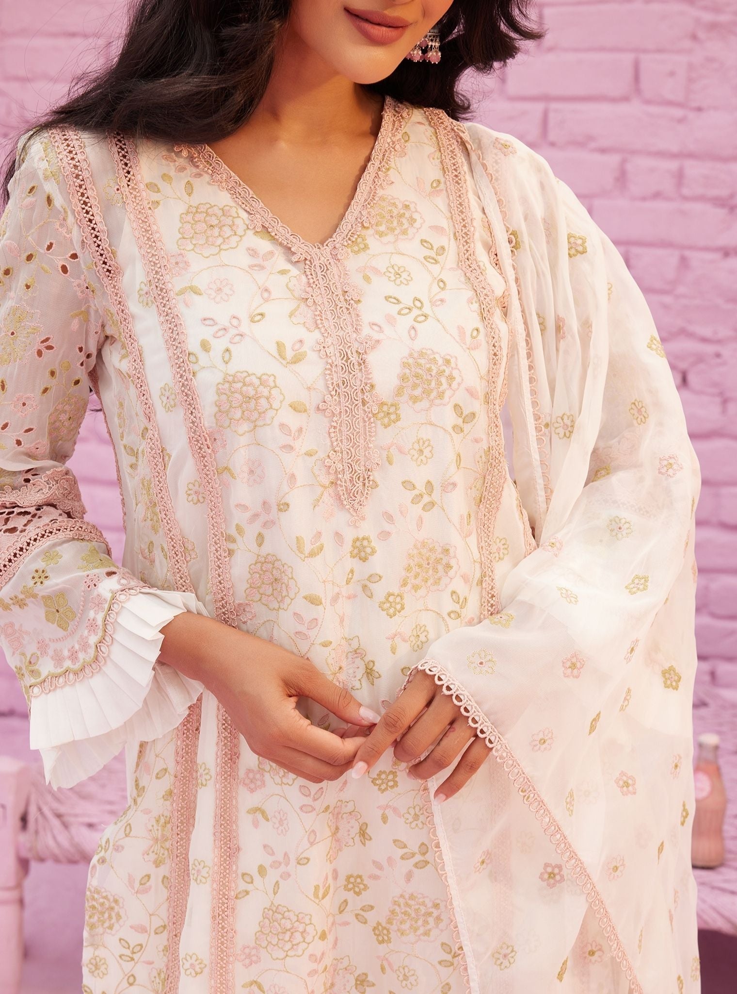 Venus Organza Off White Kurta Set