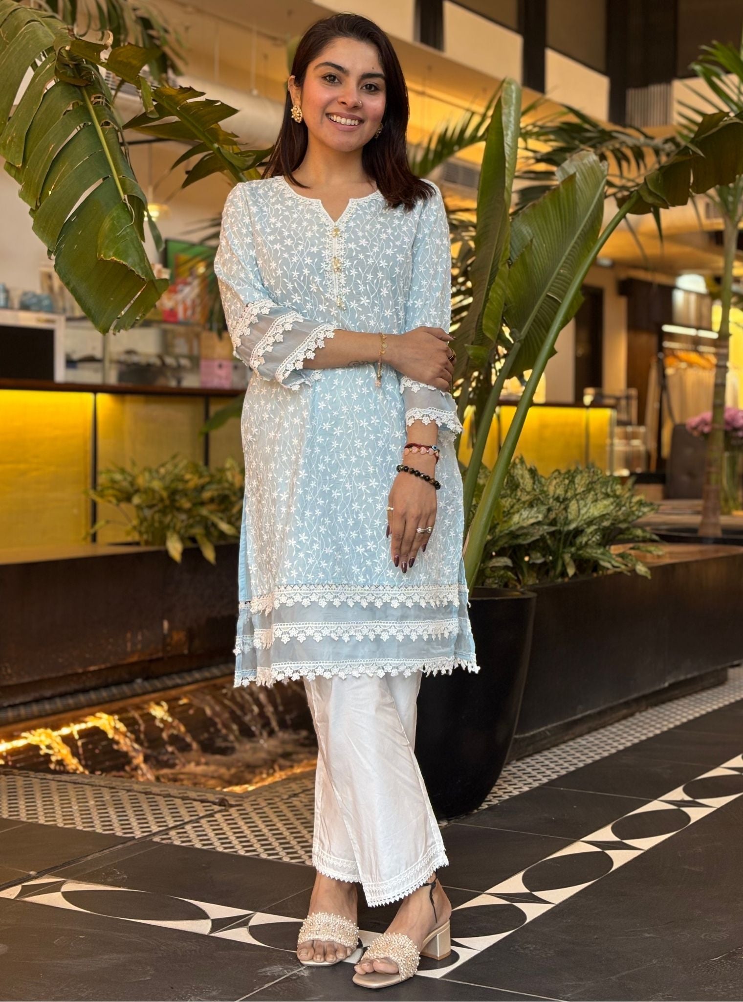 Rosine Supima Cotton Light Blue Kurta Set