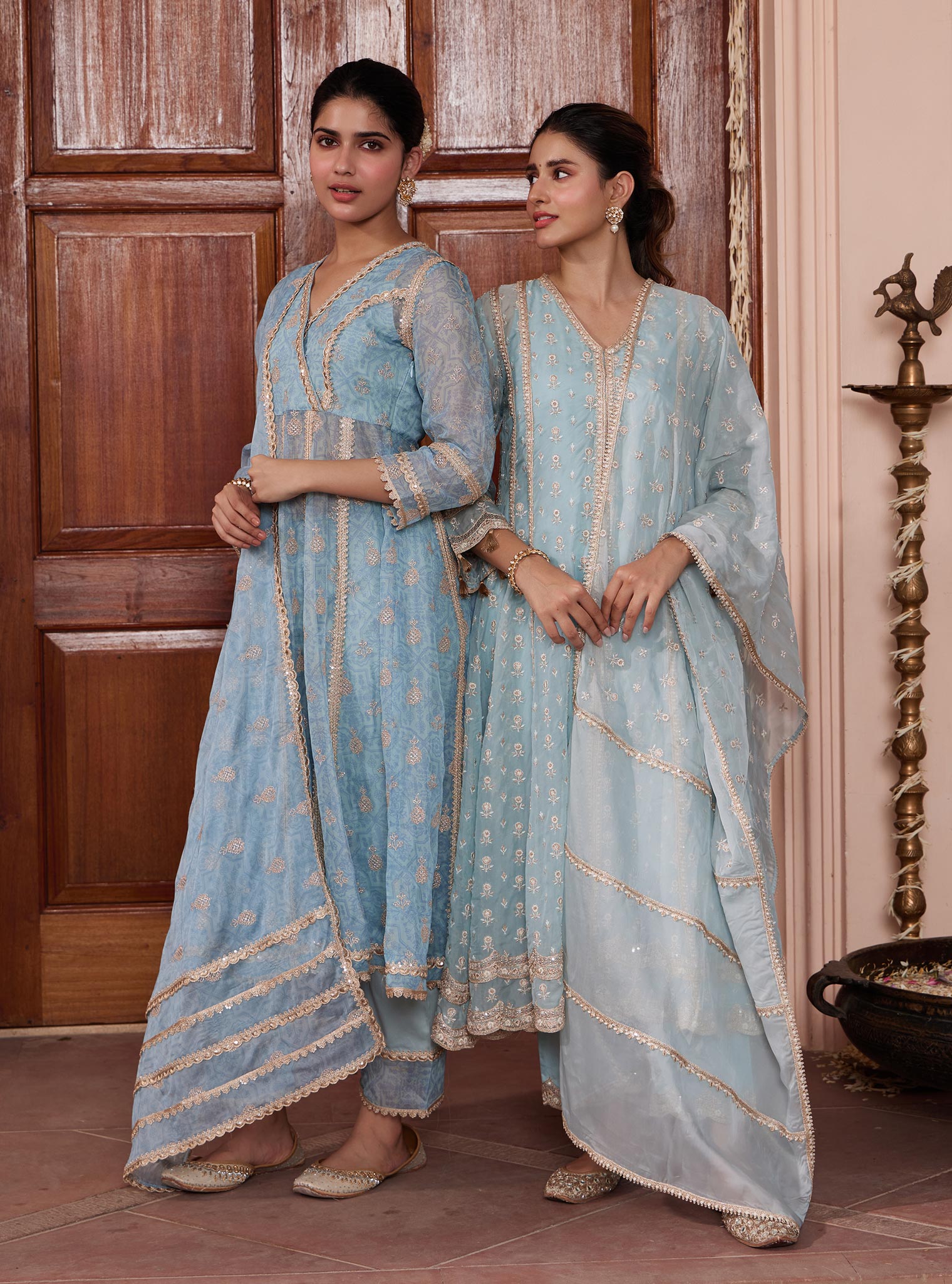 Smera Organza Blue Anarkali Kurta Set