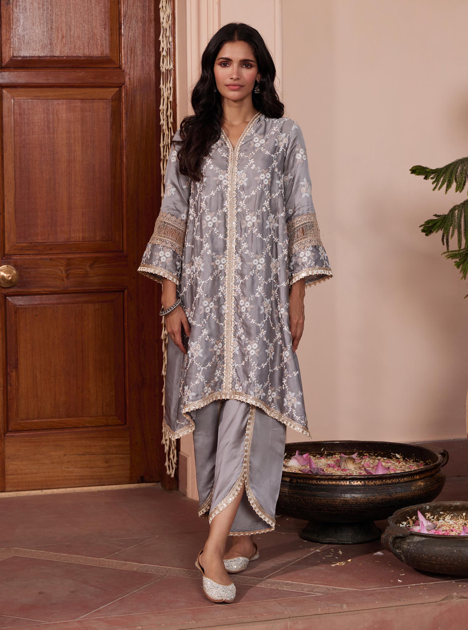 Dvija Cupro Grey Kurta Set