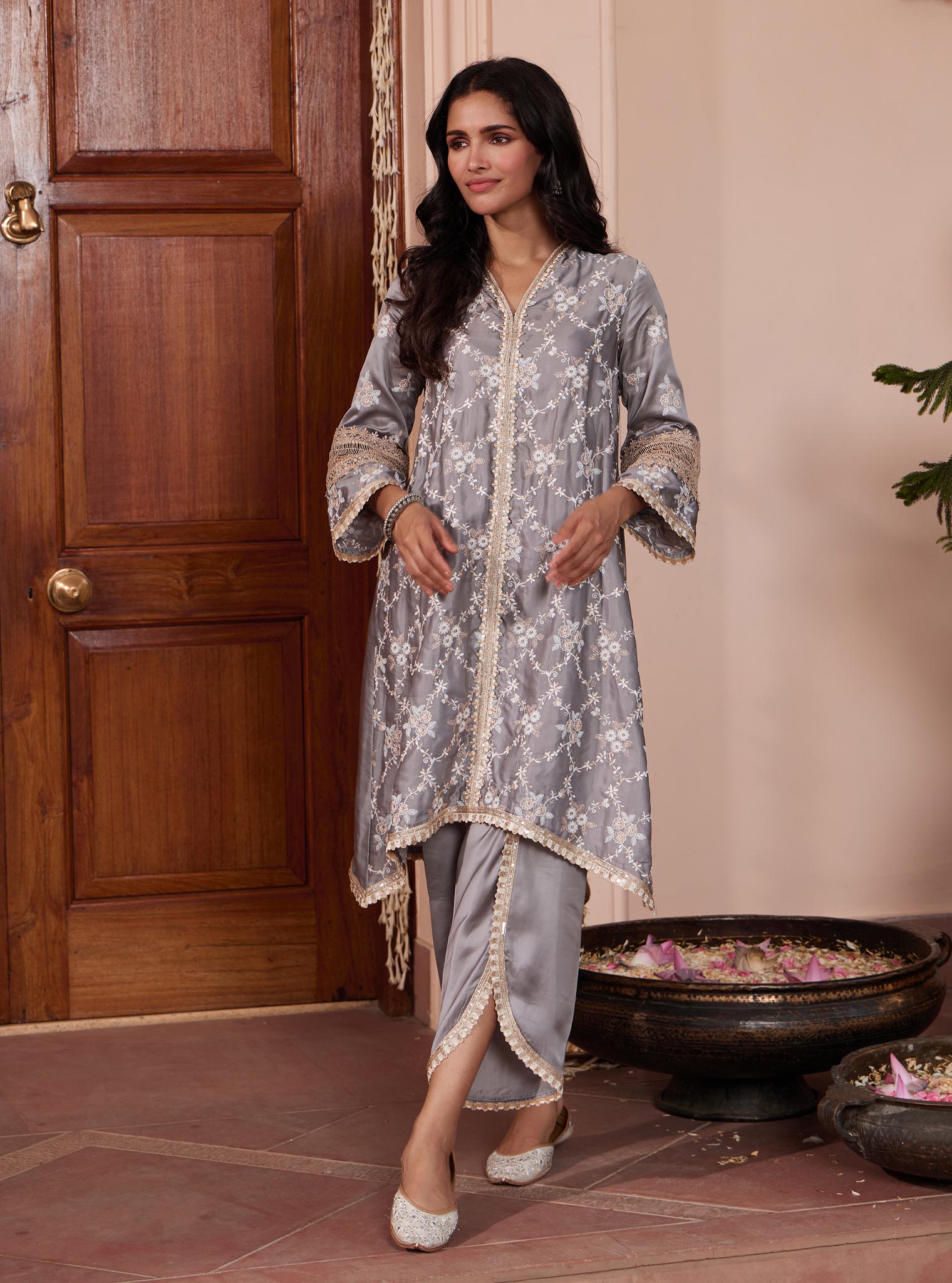 Dvija Cupro Grey Kurta Set