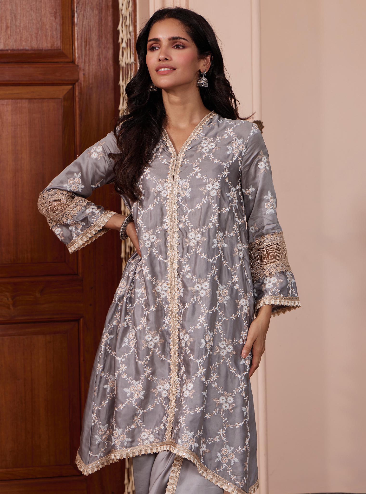Dvija Cupro Grey Kurta Set