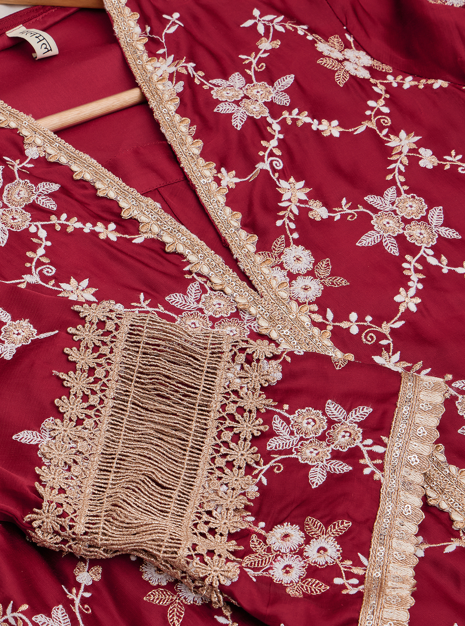 Dvija Cupro Wine Kurta Set