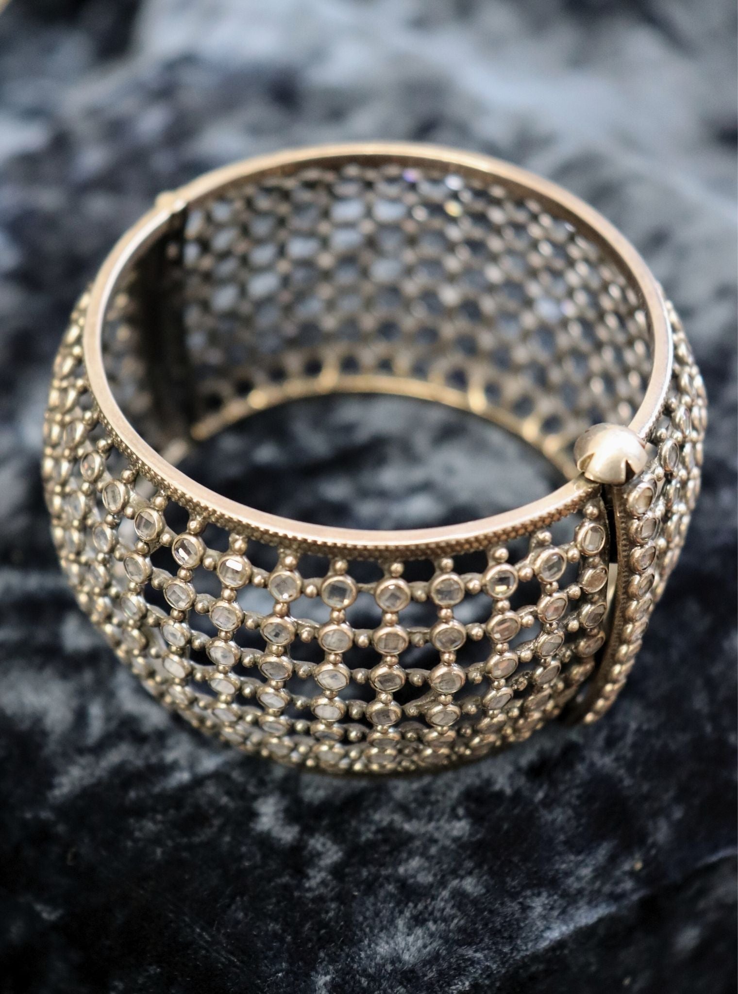 Pure Silver CZ Broad Jaali Kada