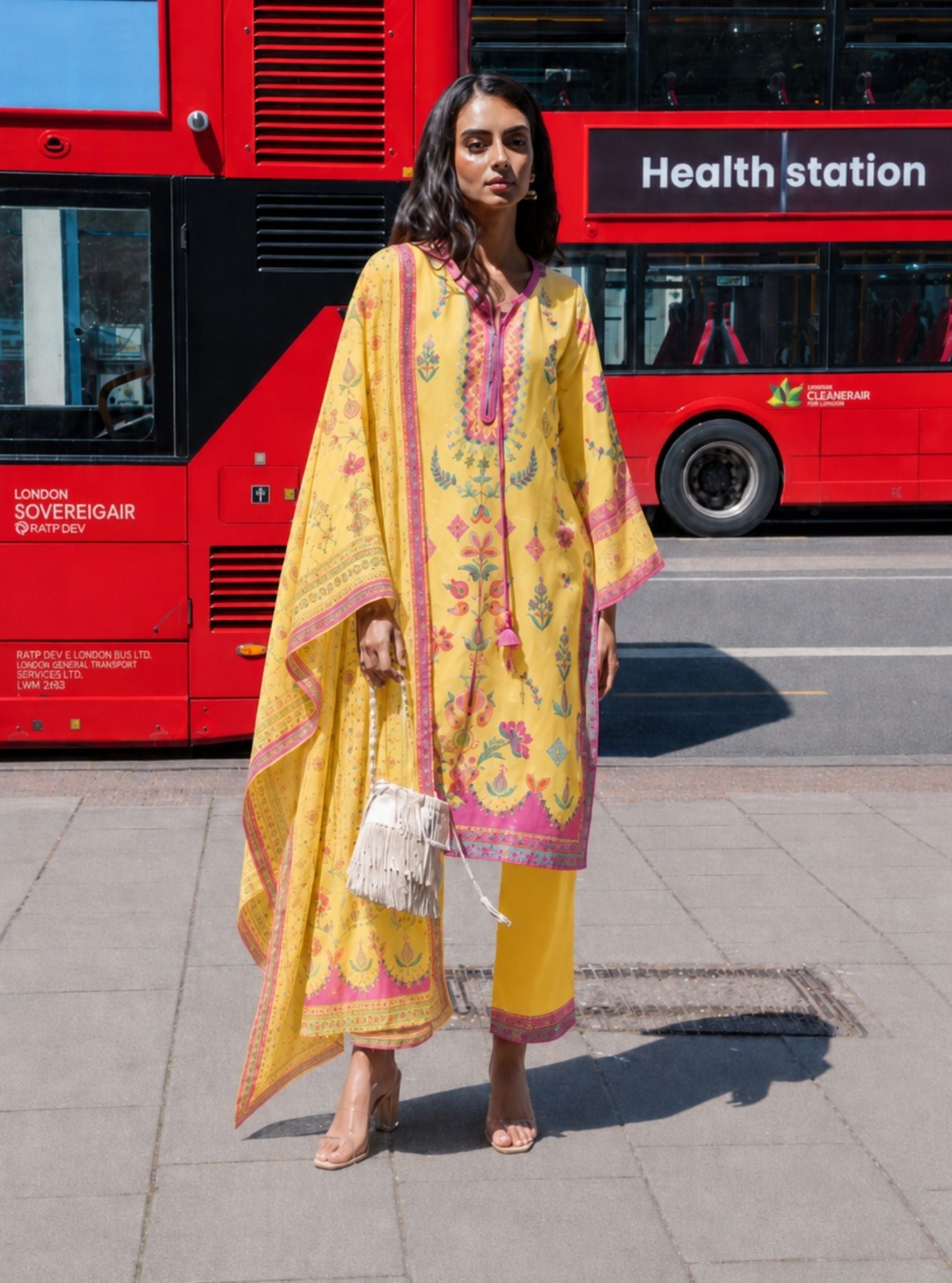 Elvi Lawn Printed Yellow Kurta Set