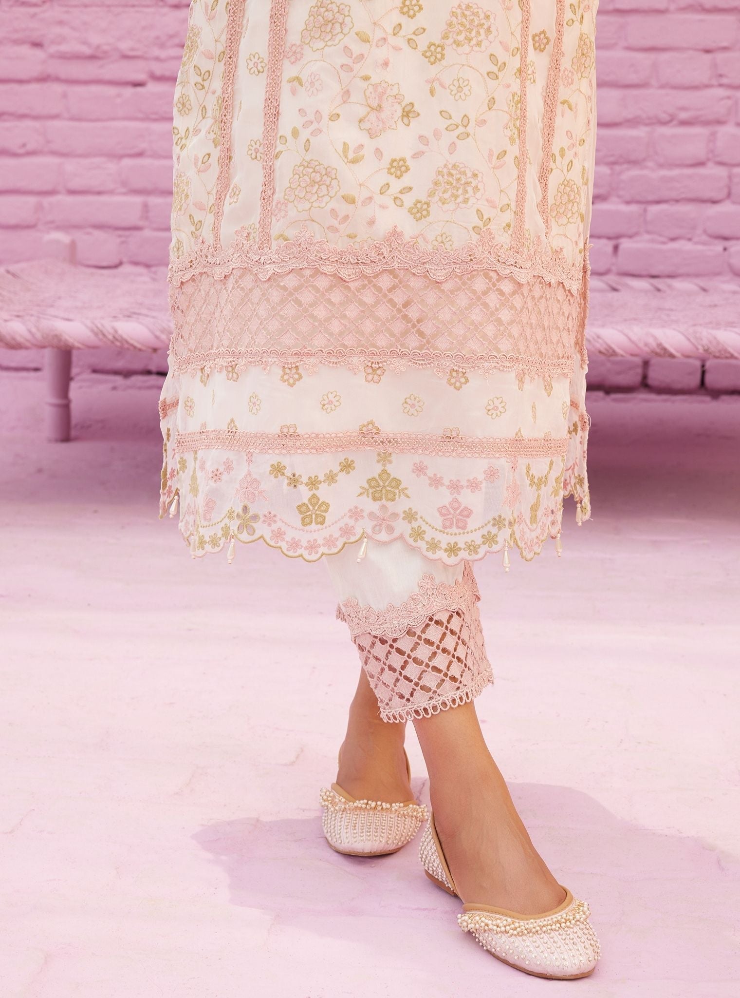 Venus Organza Off White Kurta Set