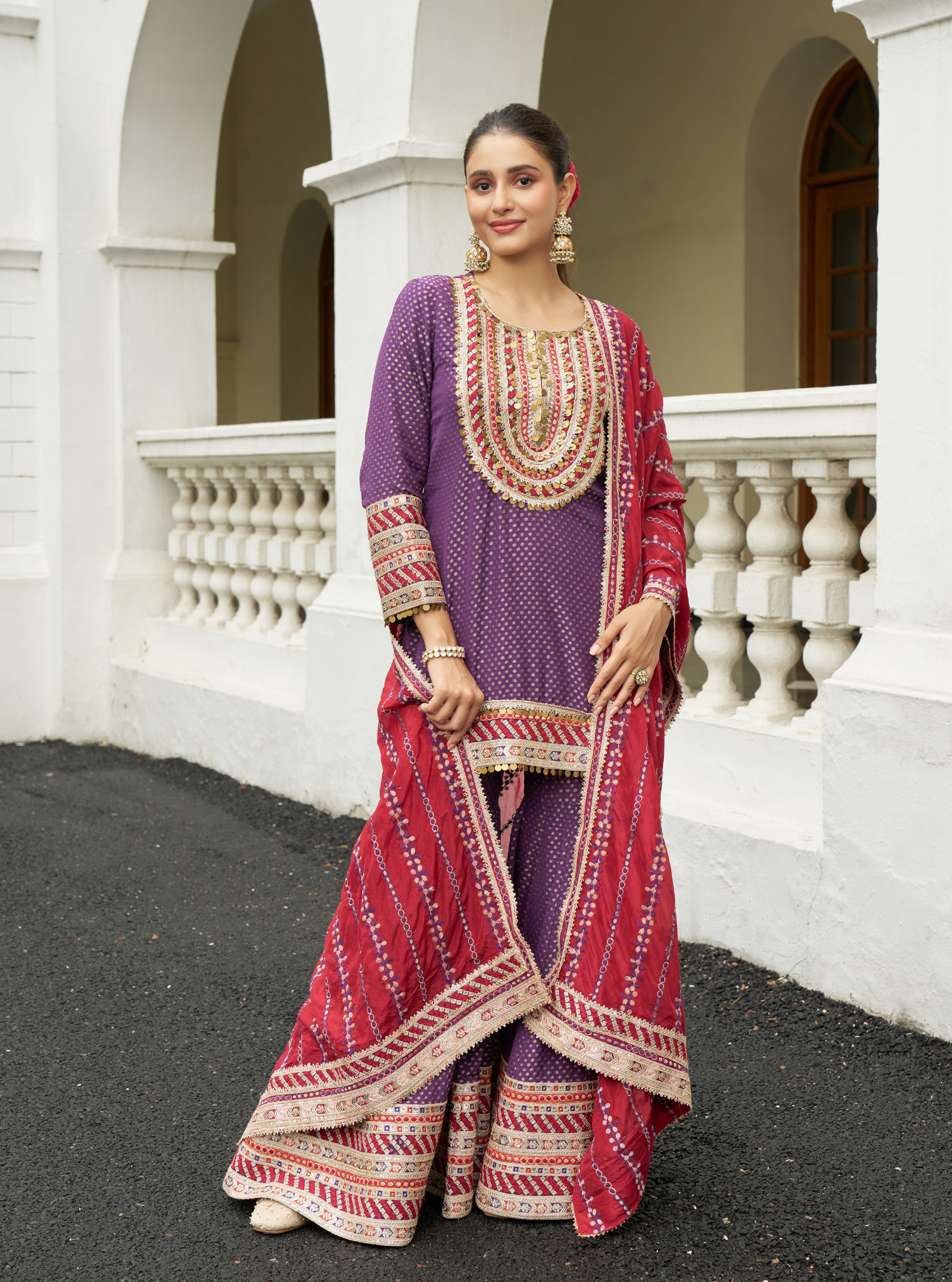 Eraya Purple Banarasi Garara Set