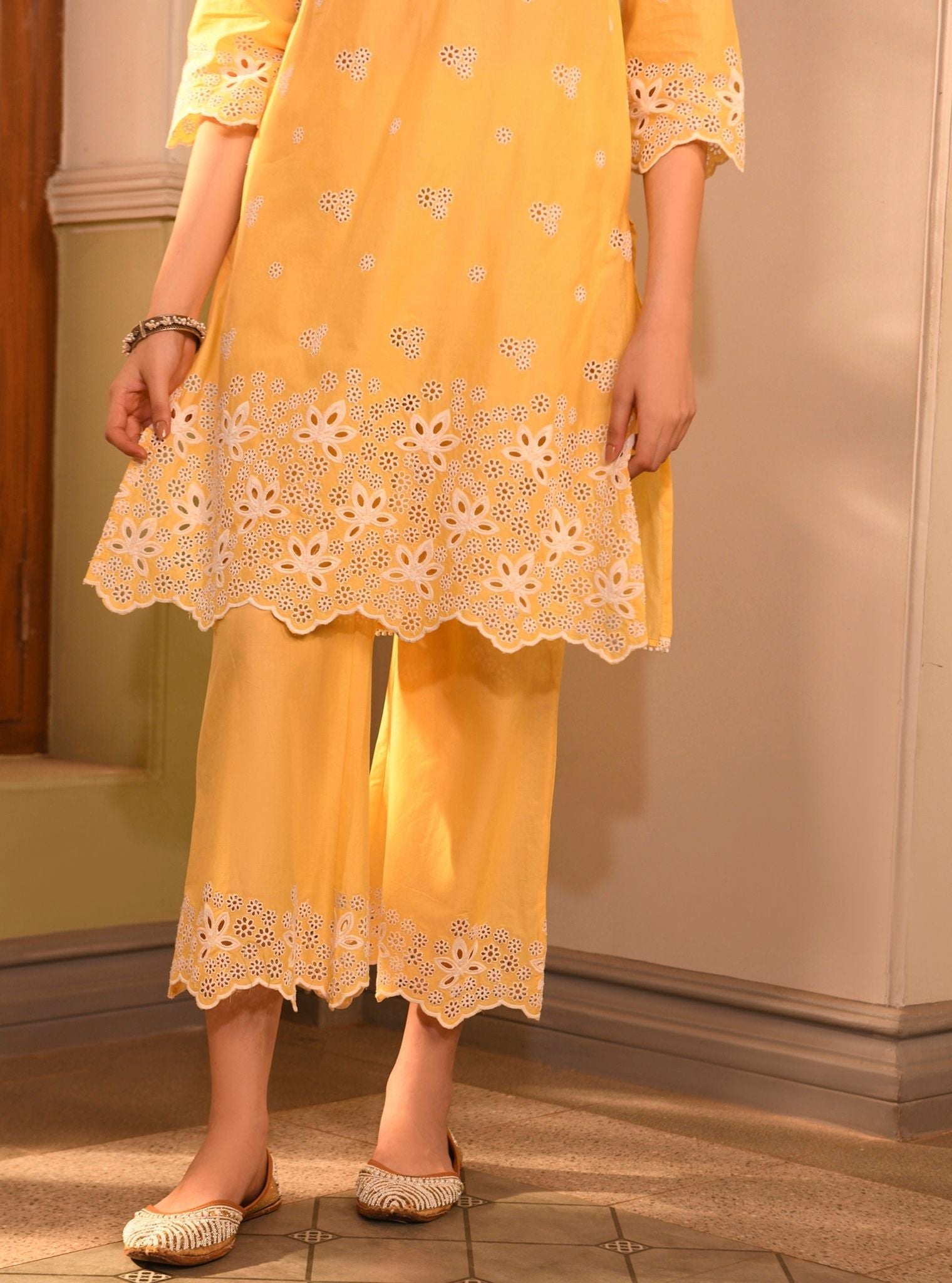 Effat Supima Cotton Yellow Kurta Set
