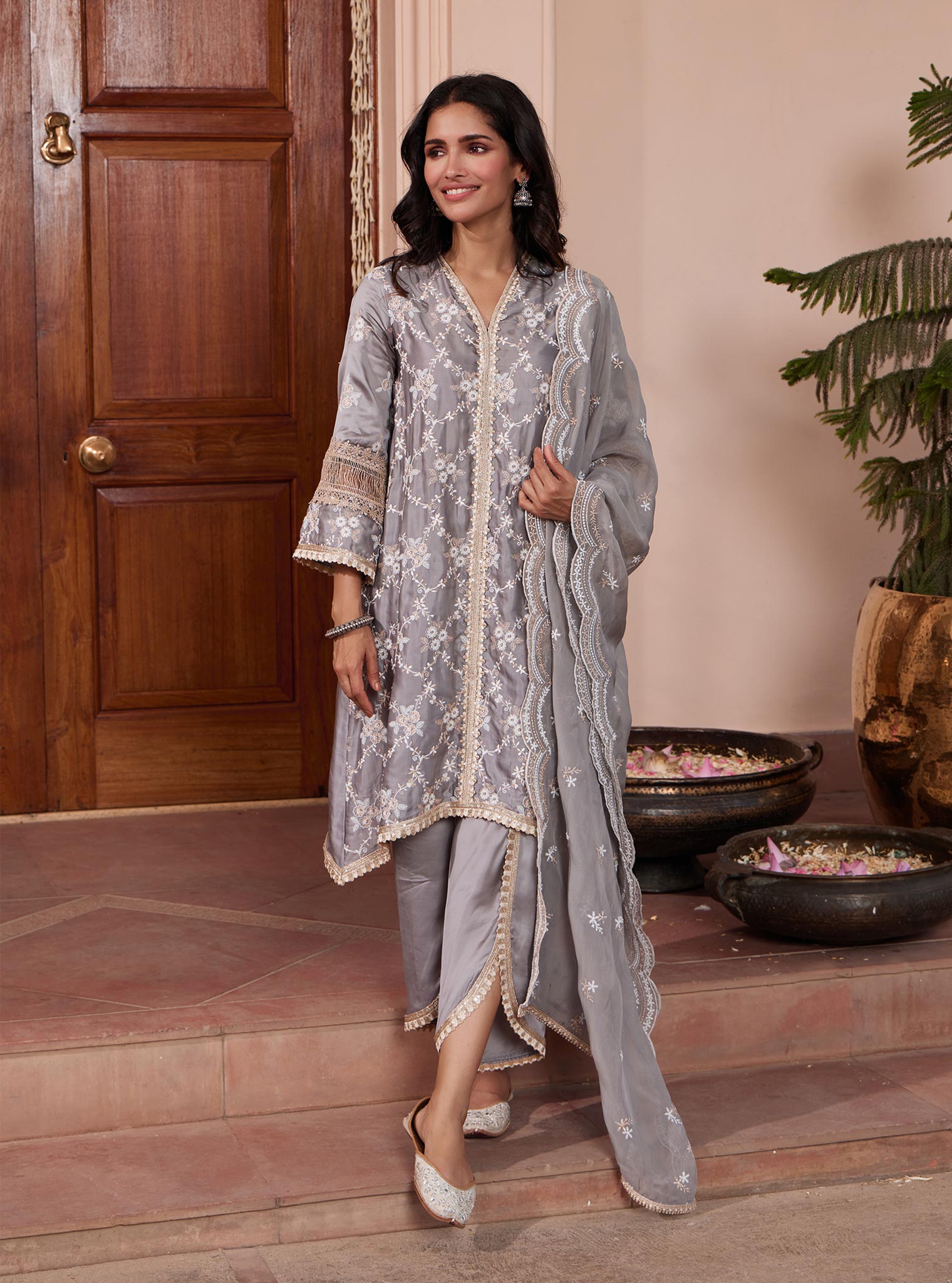 Dvija Cupro Grey Kurta Set
