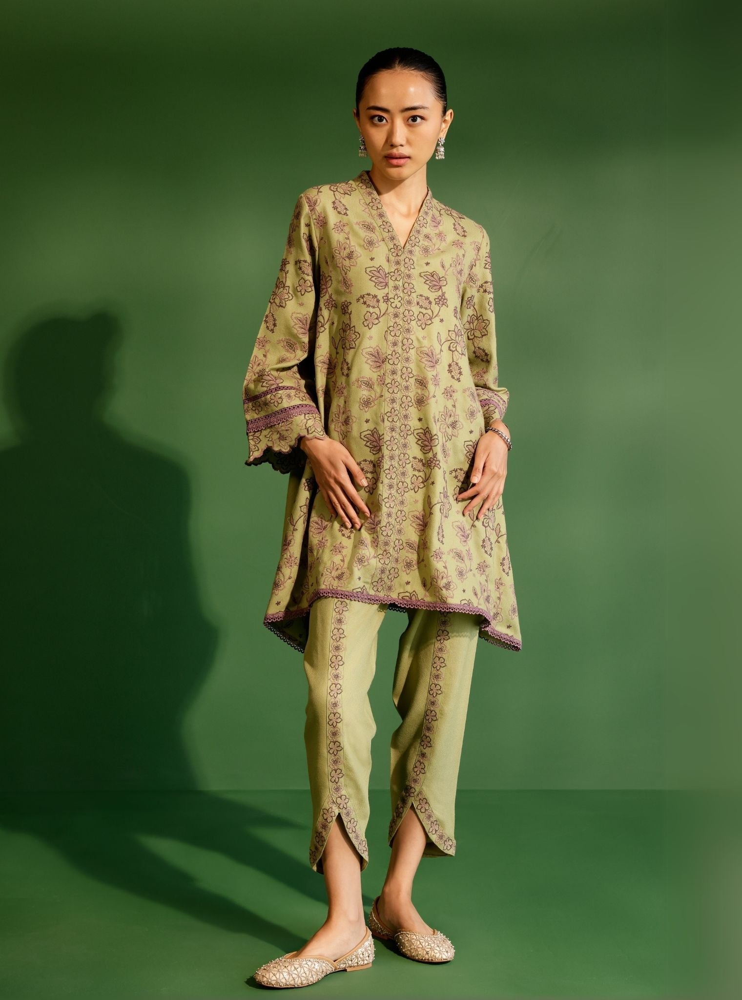 Ellis Wool Green Kurta Set