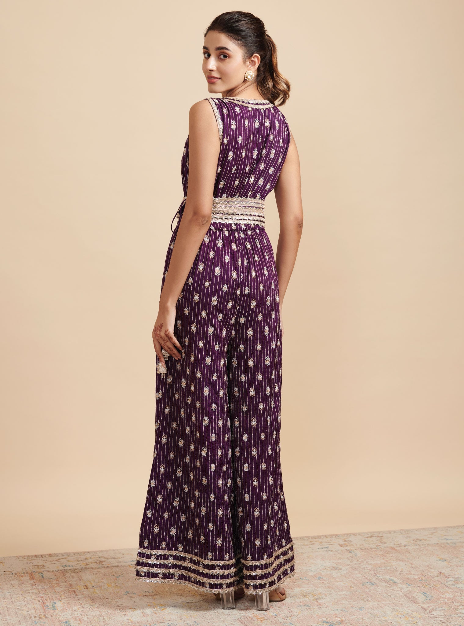 Raabta Silk Purple Jumpsuit