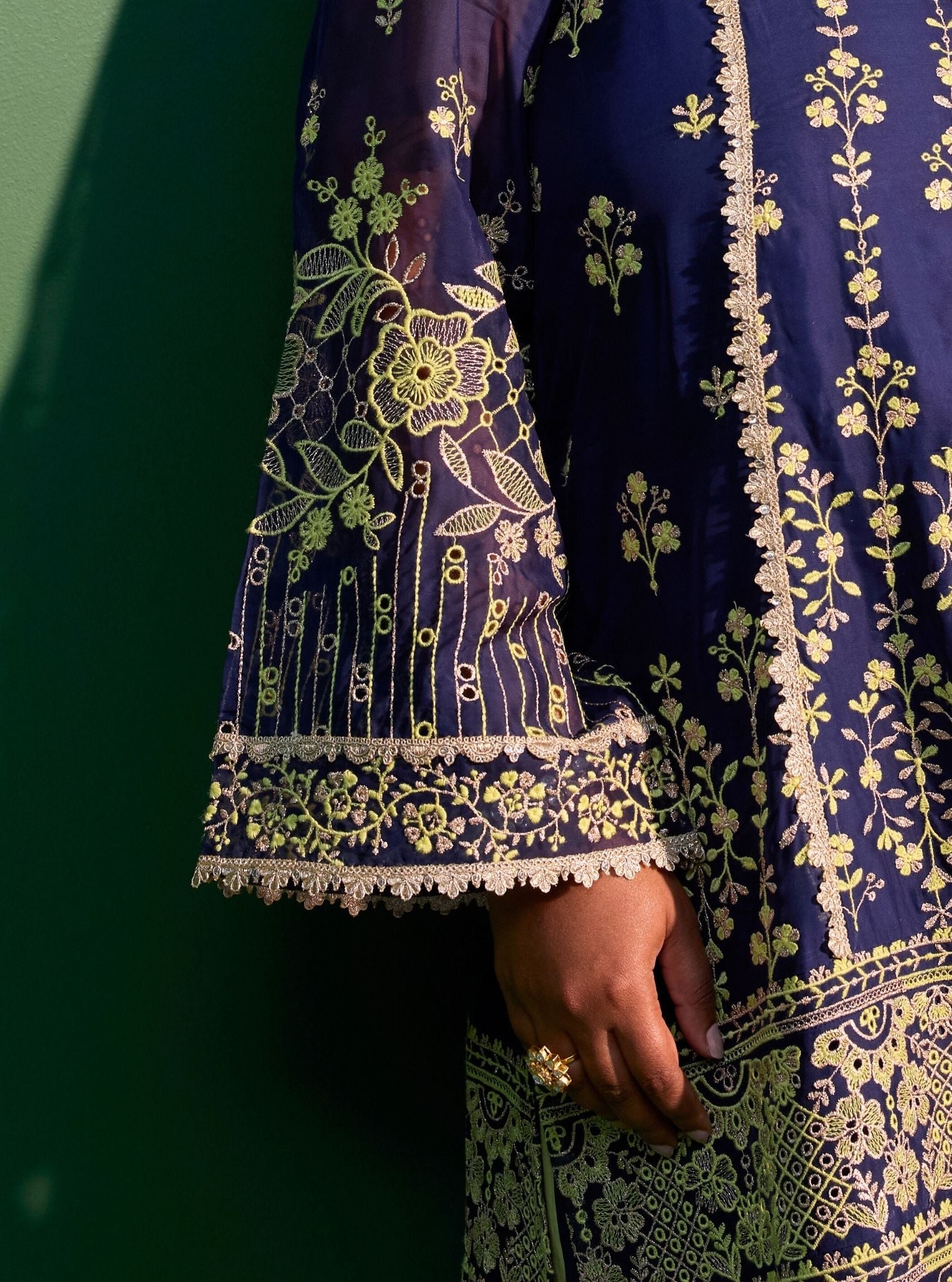 Kali Organza Navy Kurta Set