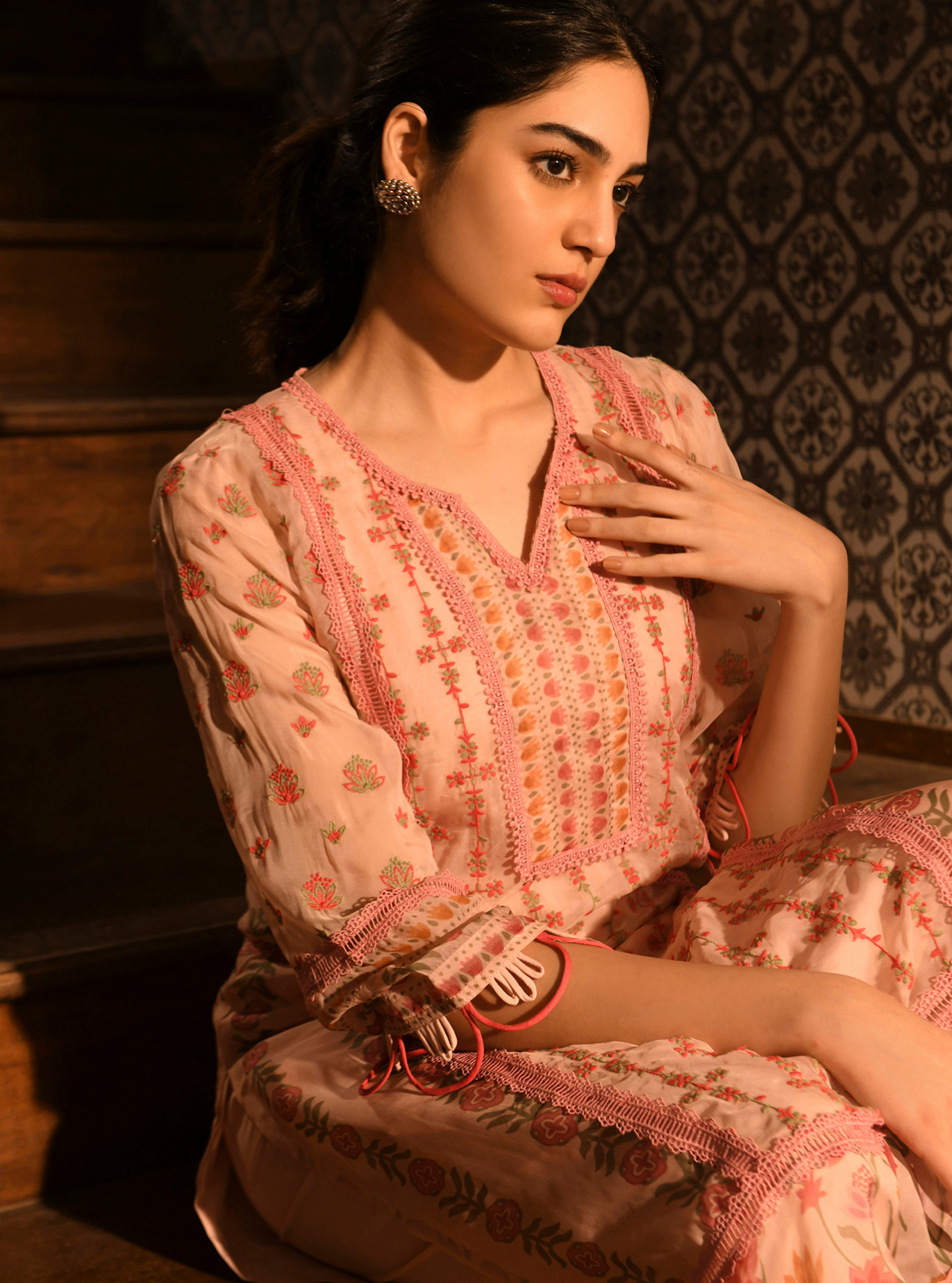 Padmini Organza Pink Kurta Set