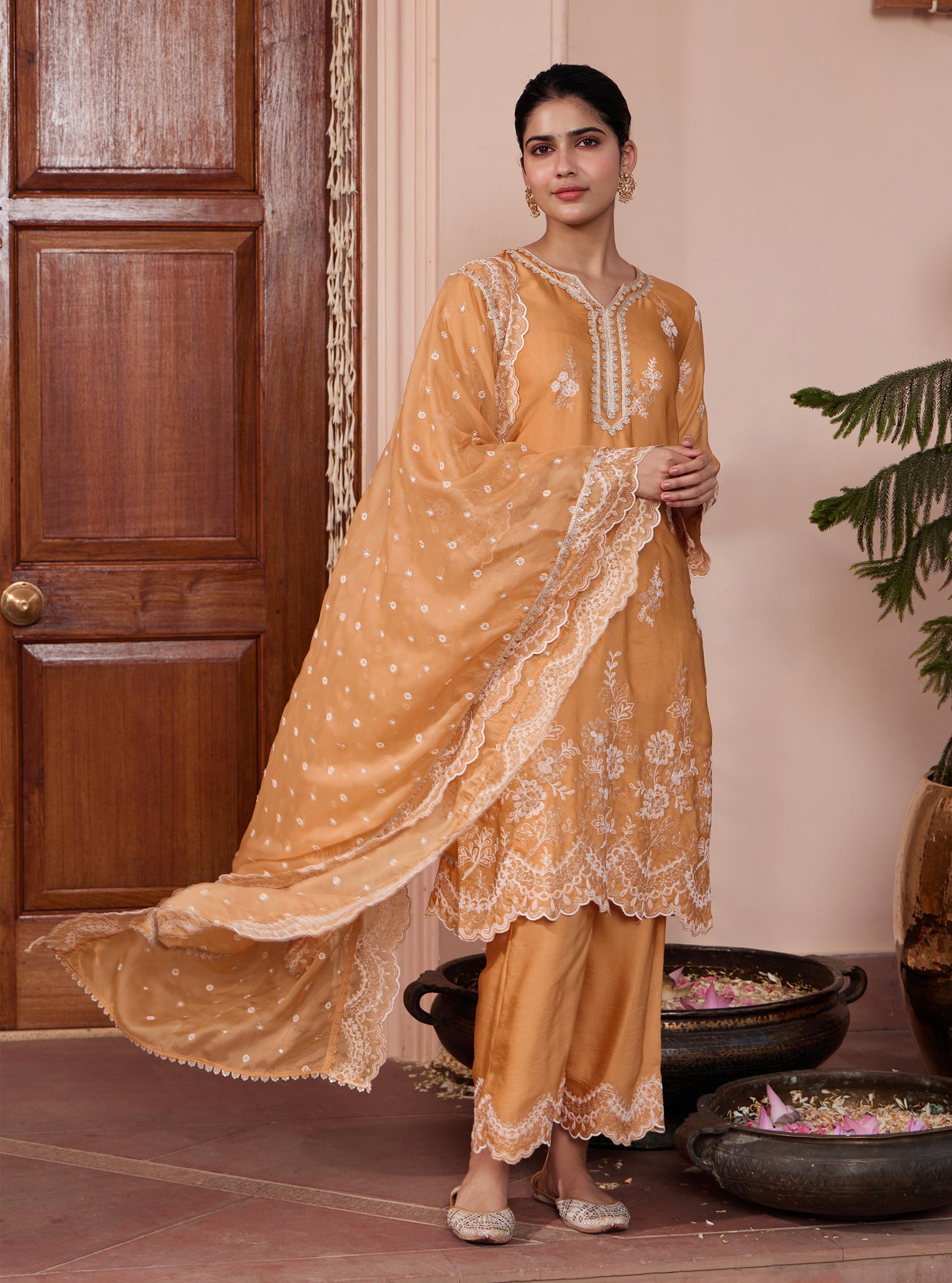 Siya Cupro Orange Kurta Set