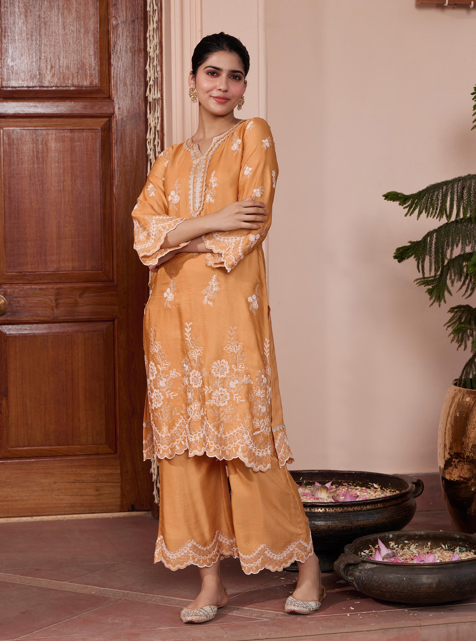 Siya Cupro Orange Kurta Set
