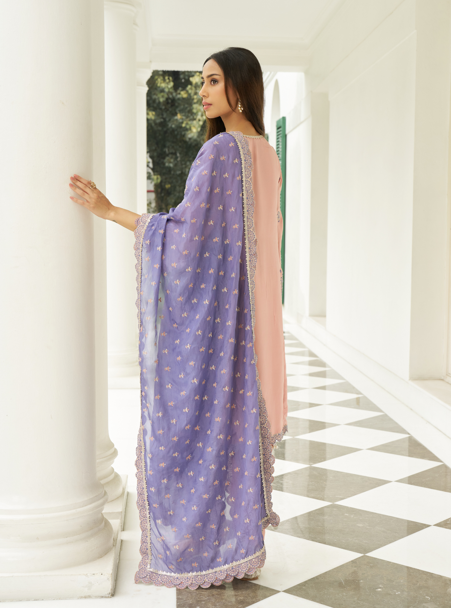 Angana Cupro Satin Pink Kurta Set