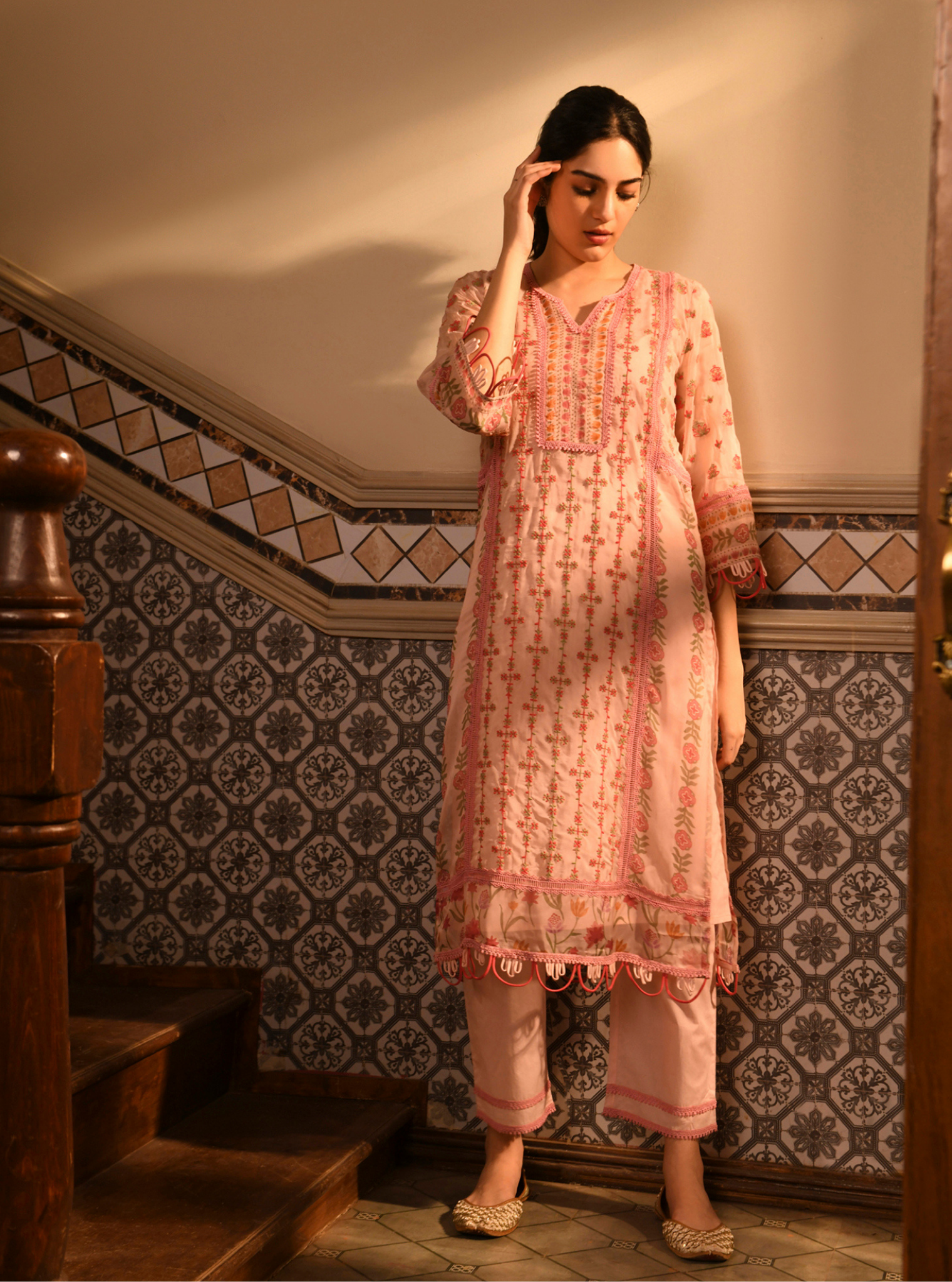 Padmini Organza Pink Kurta Set
