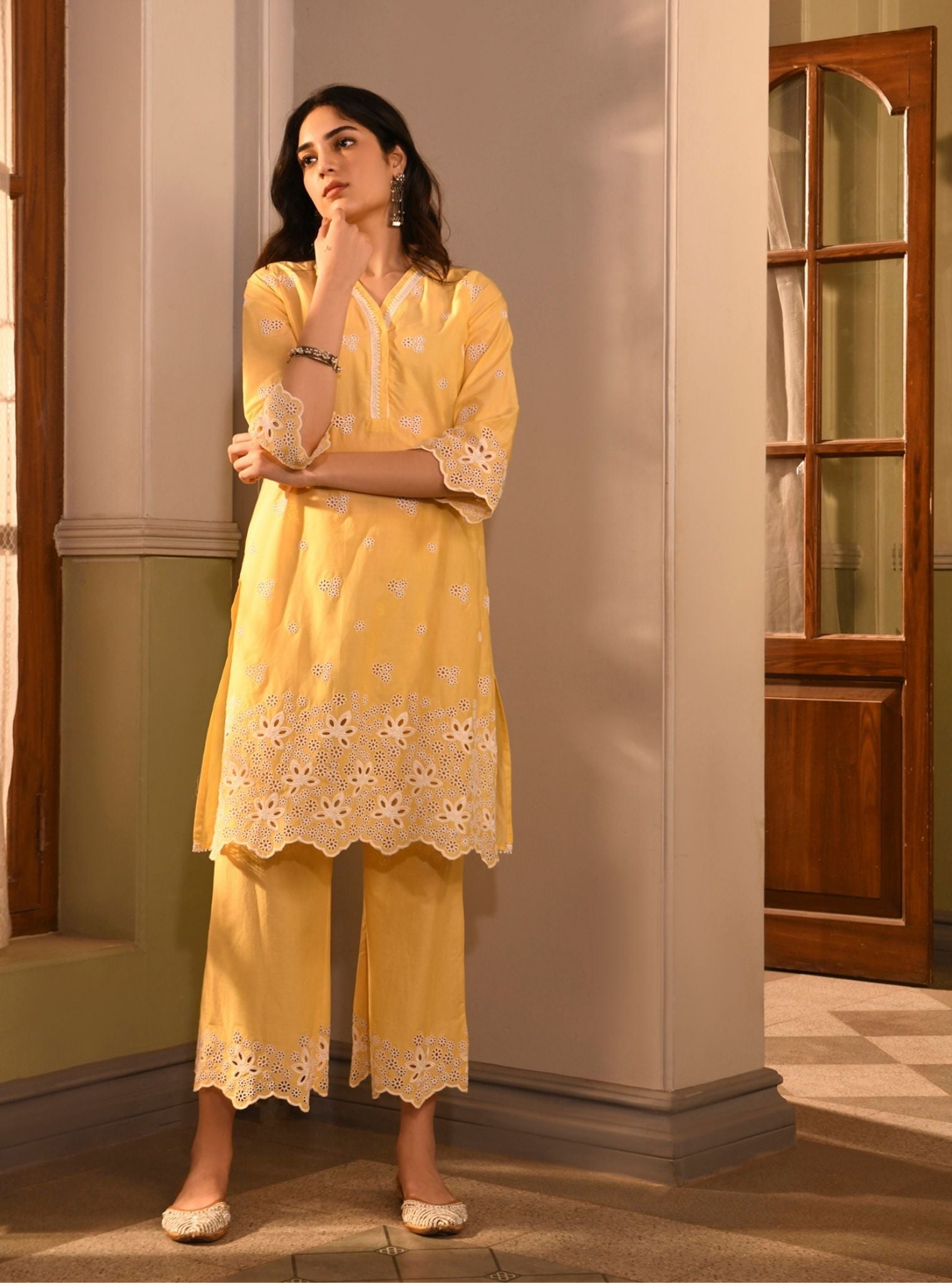 Effat Supima Cotton Yellow Kurta Set