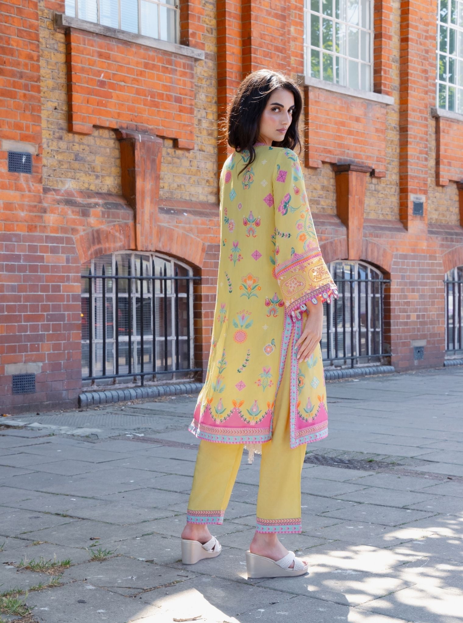 Elvi Lawn Printed Yellow Kurta Set