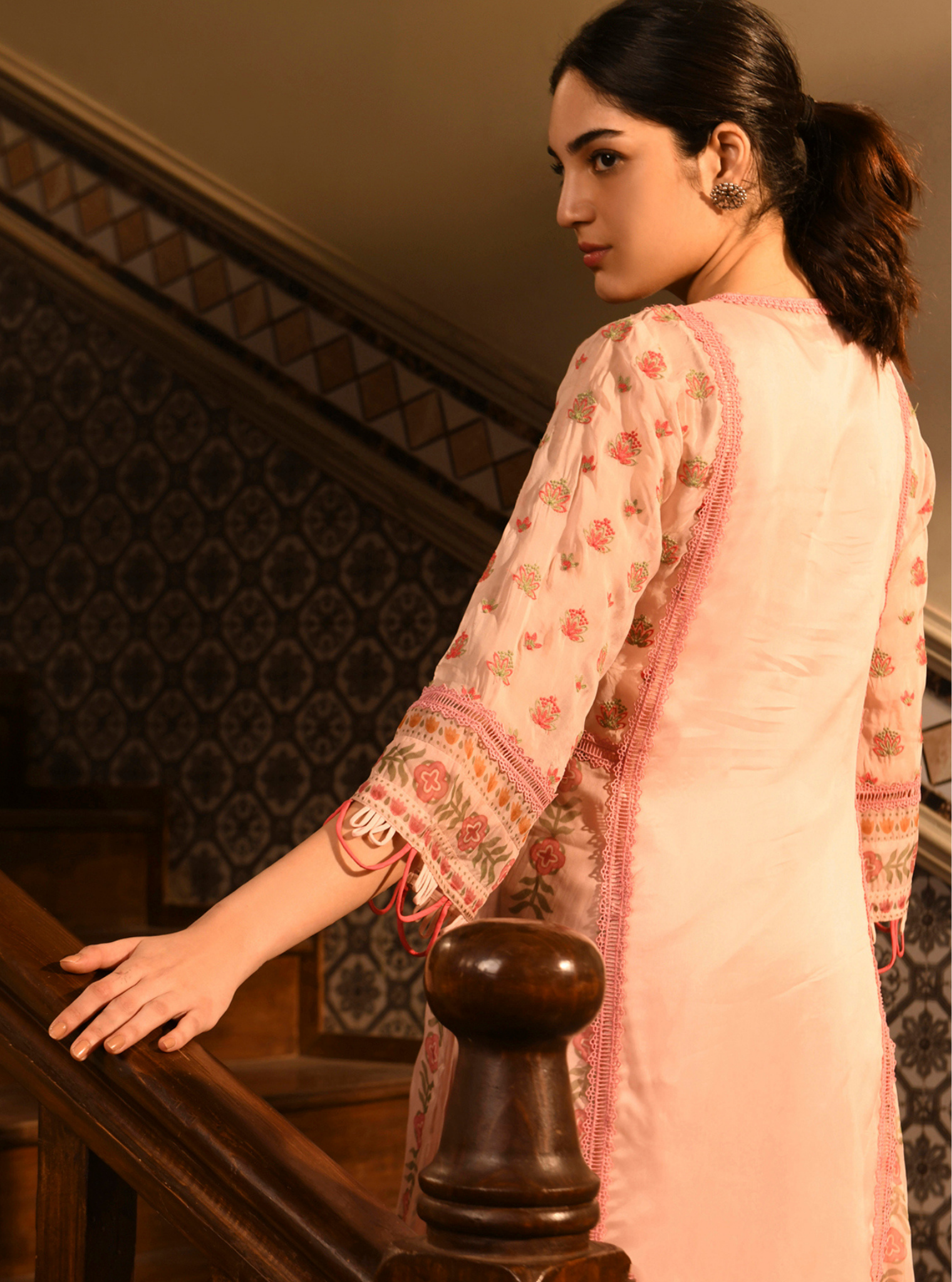Padmini Organza Pink Kurta Set