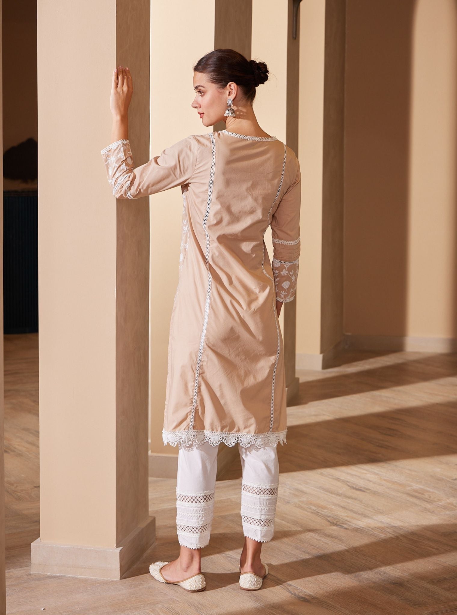 Kannur Supima Cotton Beige Kurta Set