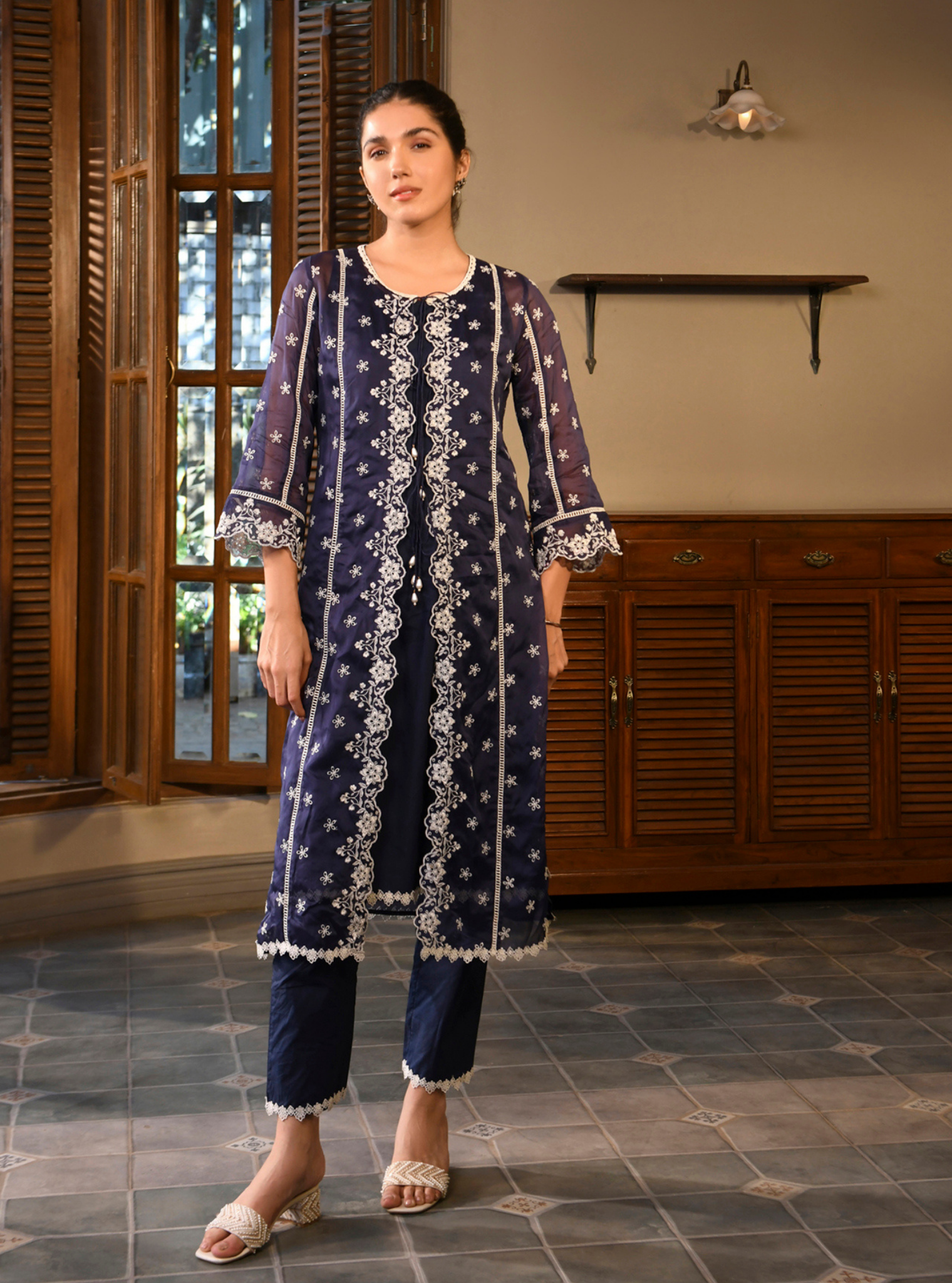 Paheli Organza Navy Kurta Set