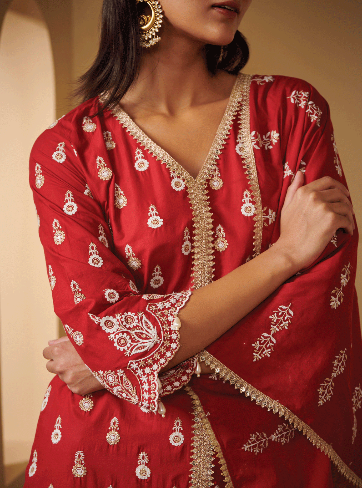 Ahar Supima Cotton Red Kurta Set