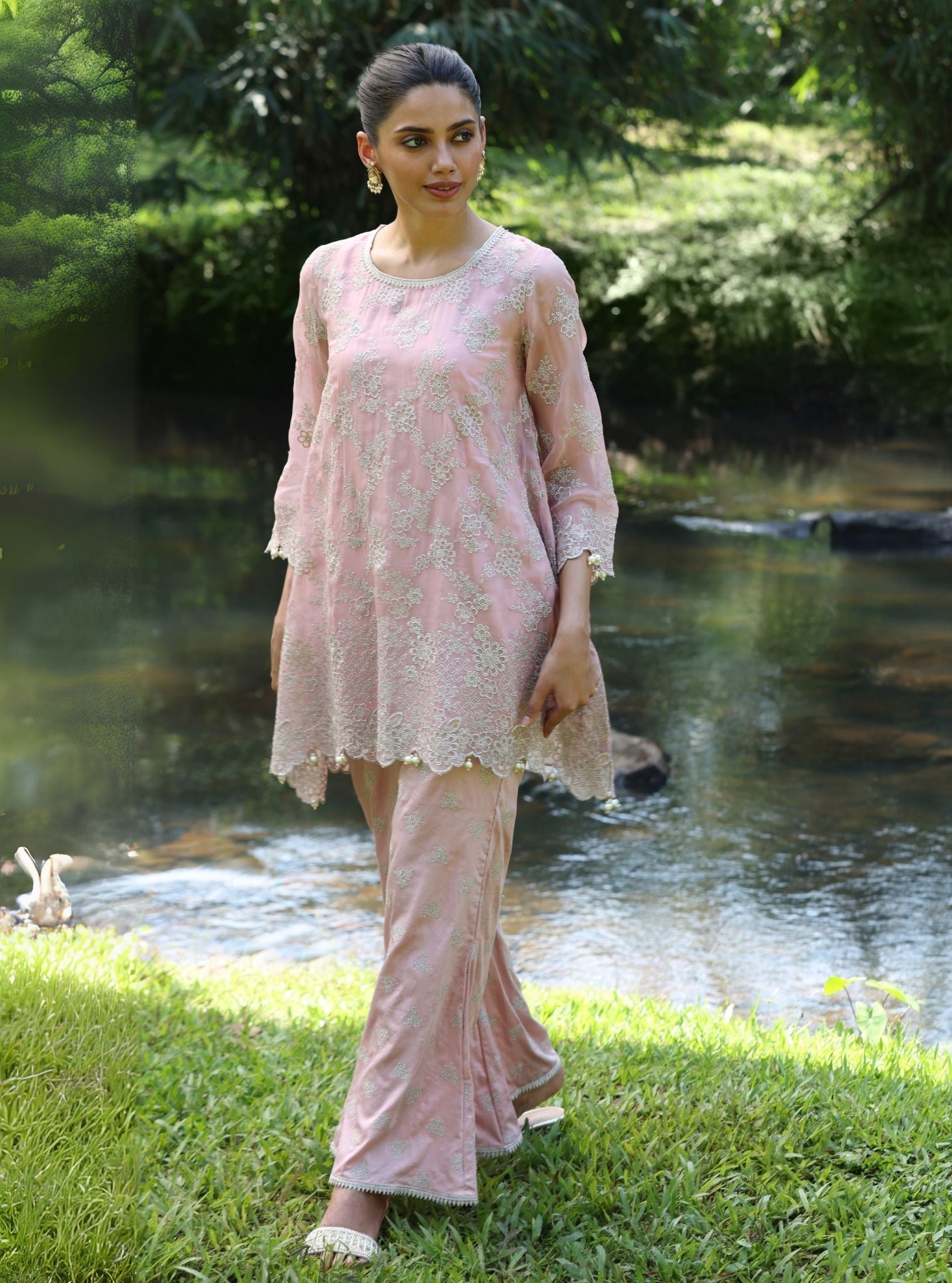 Milan Organza Onion Pink Top Set