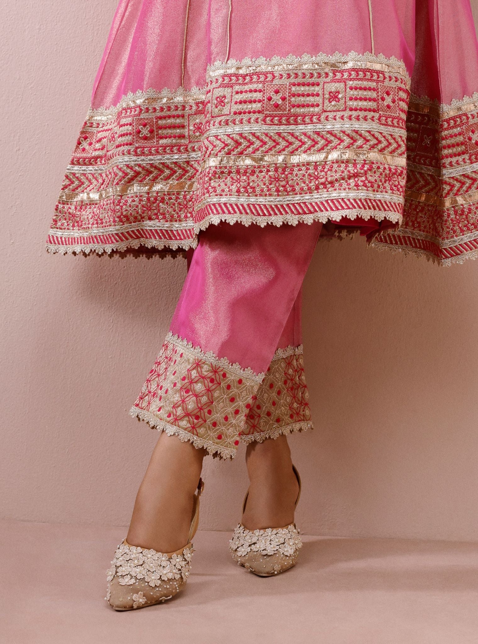 Tissue Shamili Fuschia Kurta Set