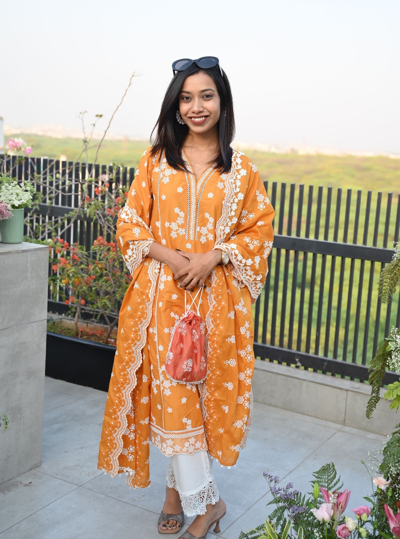 Malisa Supima Cotton Orange Kurta Set