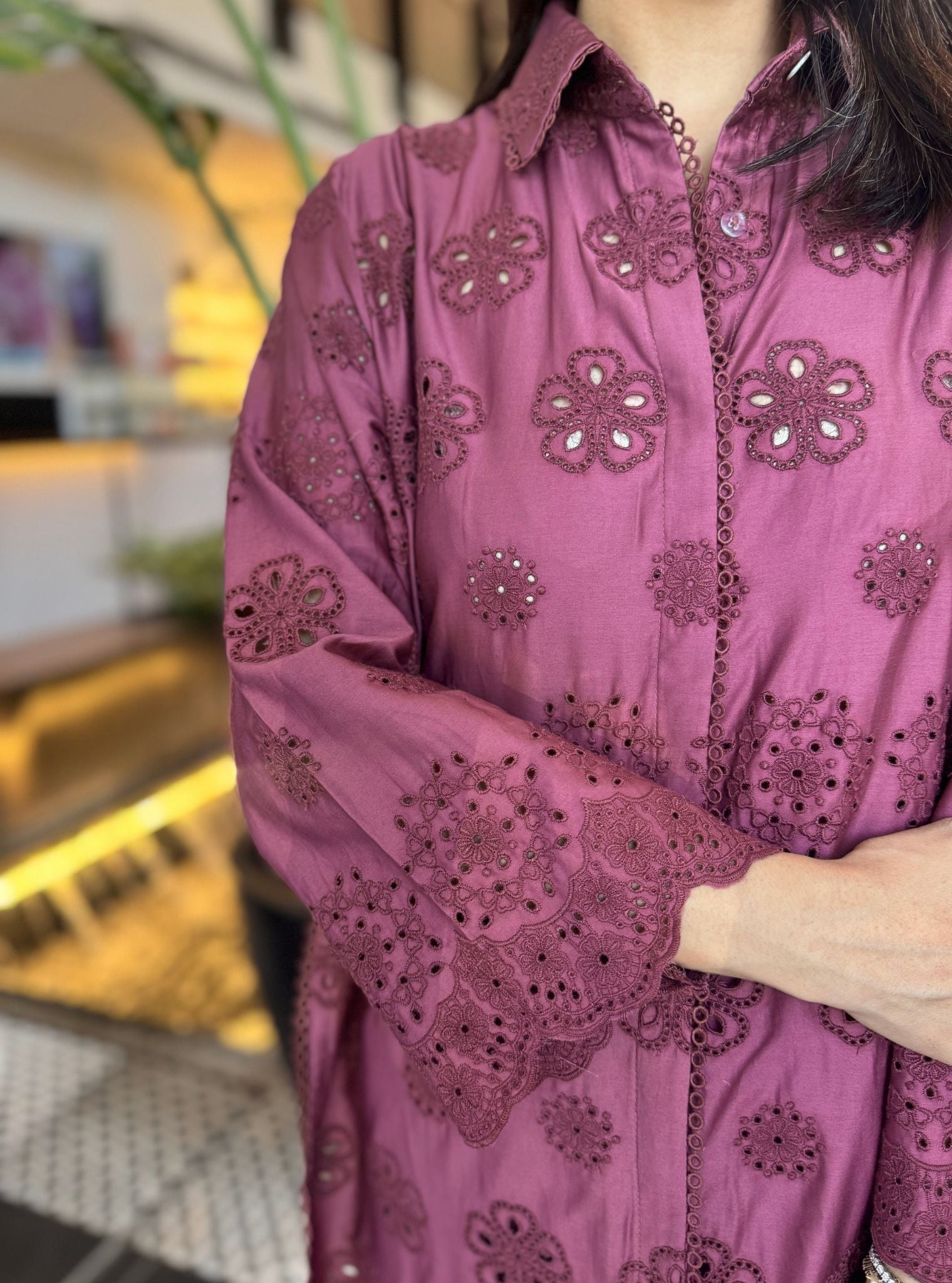 Harriet Pima Satin Grape Kurta Set