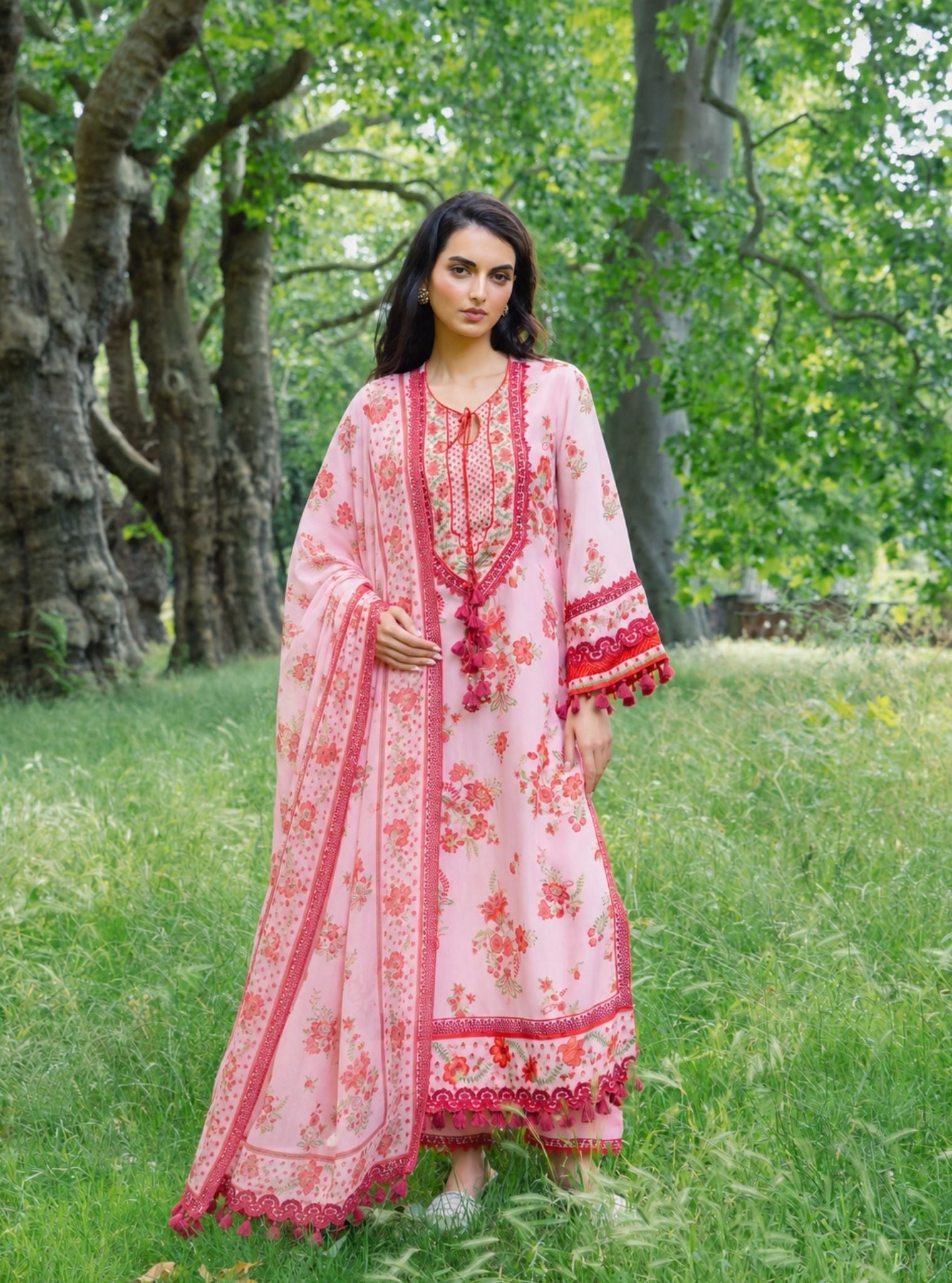 Suvi Lawn Printed Pink Kurta Set