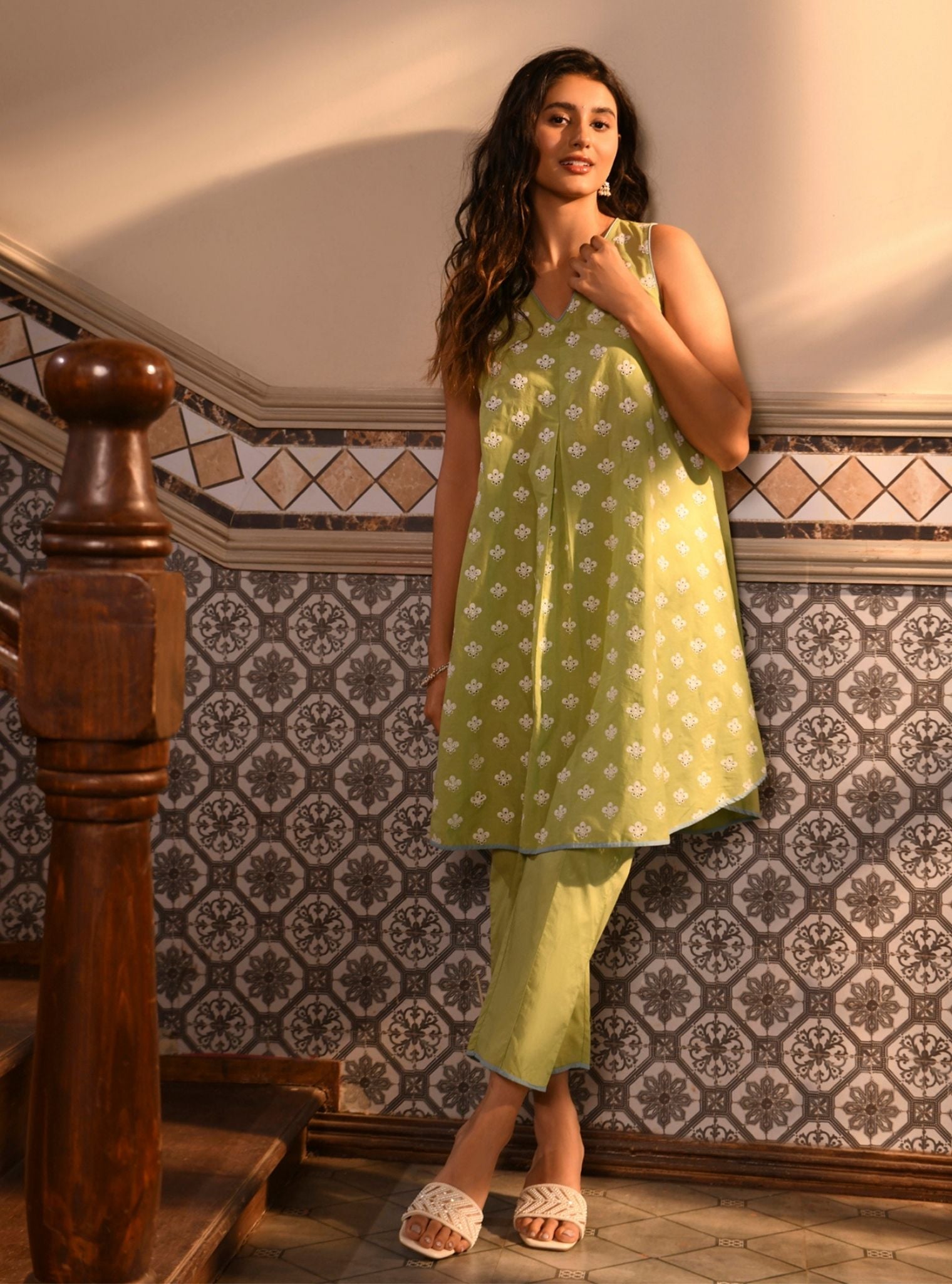 Deeba Supima Cotton Light Green Kurta Set